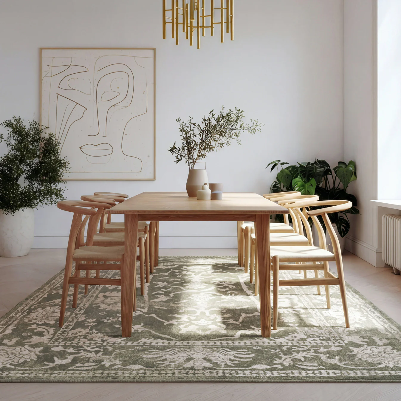 Green Vintage Medallion Area Rug - Linden - Image 3