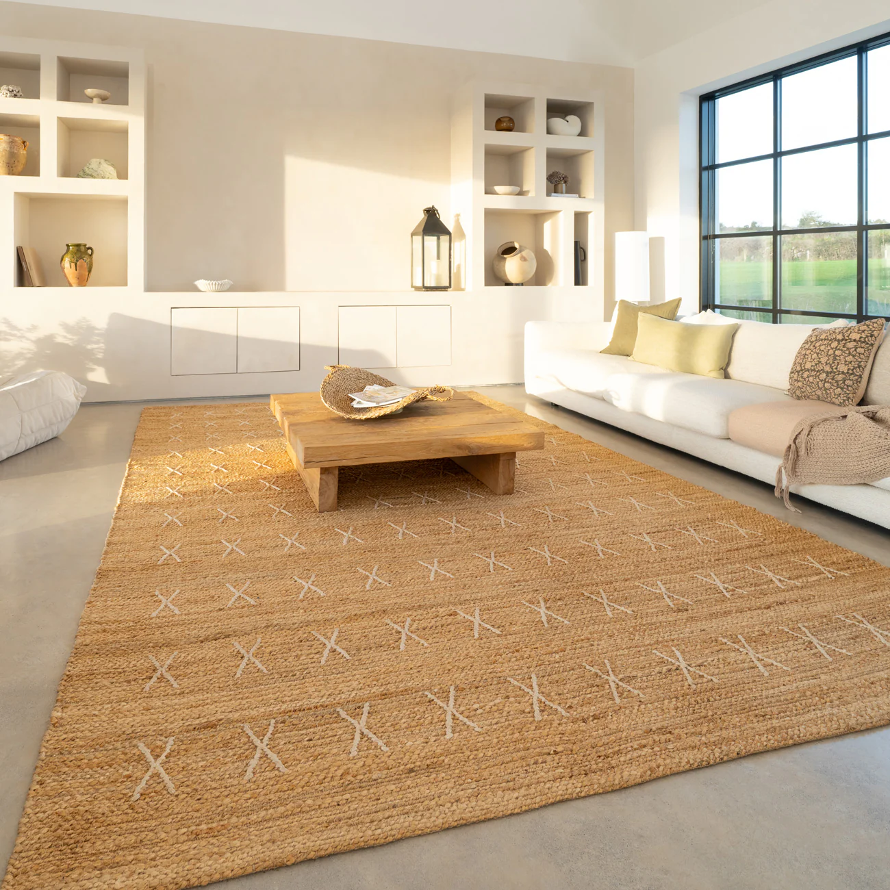 Handwoven Brown Jute Cross Stitch Rug - Callie - Image 5