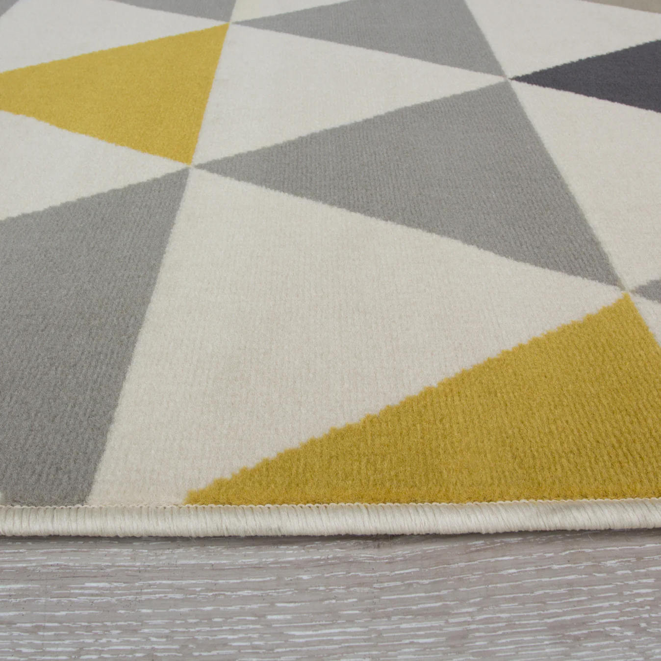 Large Yellow Grey Geometric Triangle Rug - Image 3