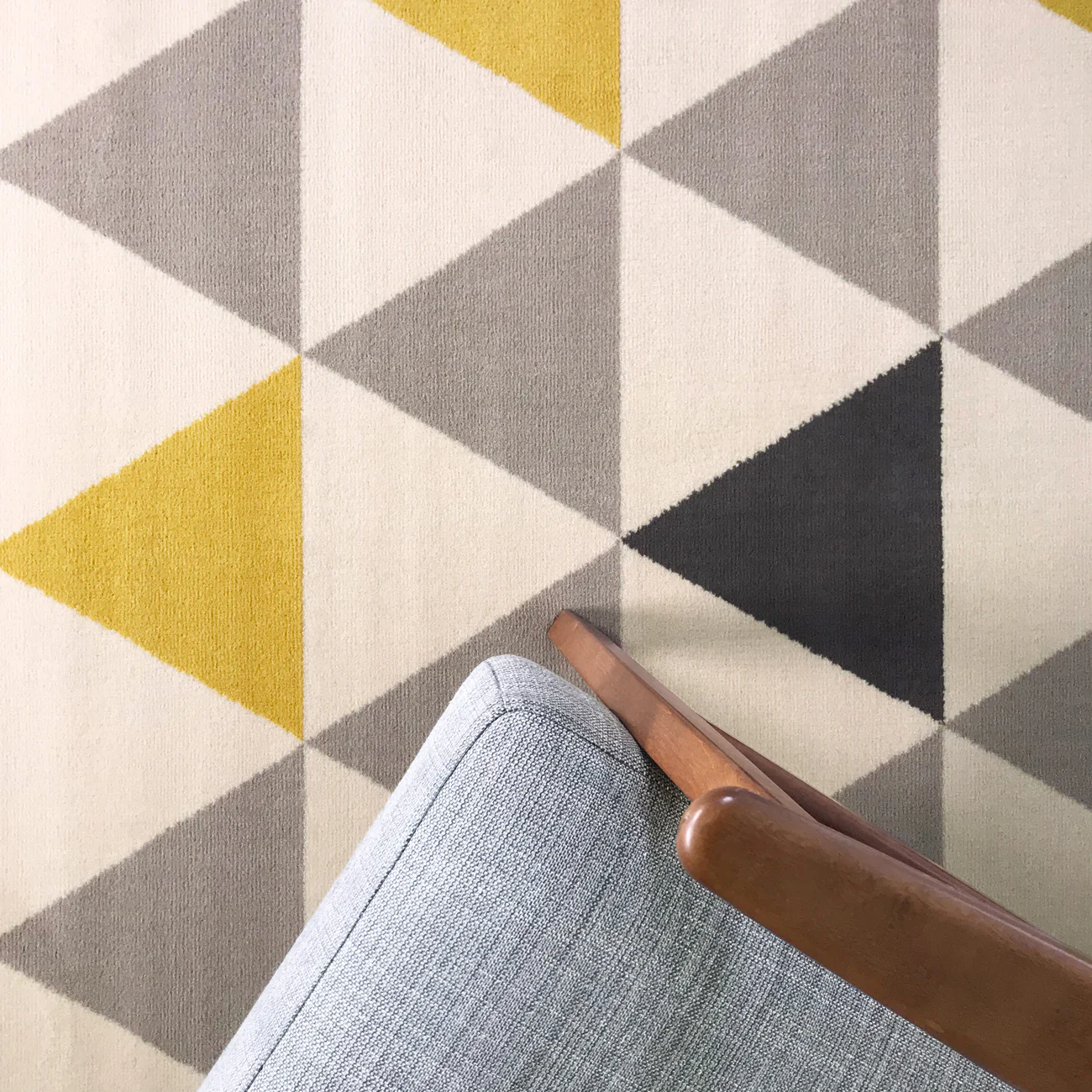Large Yellow Grey Geometric Triangle Rug - Image 4