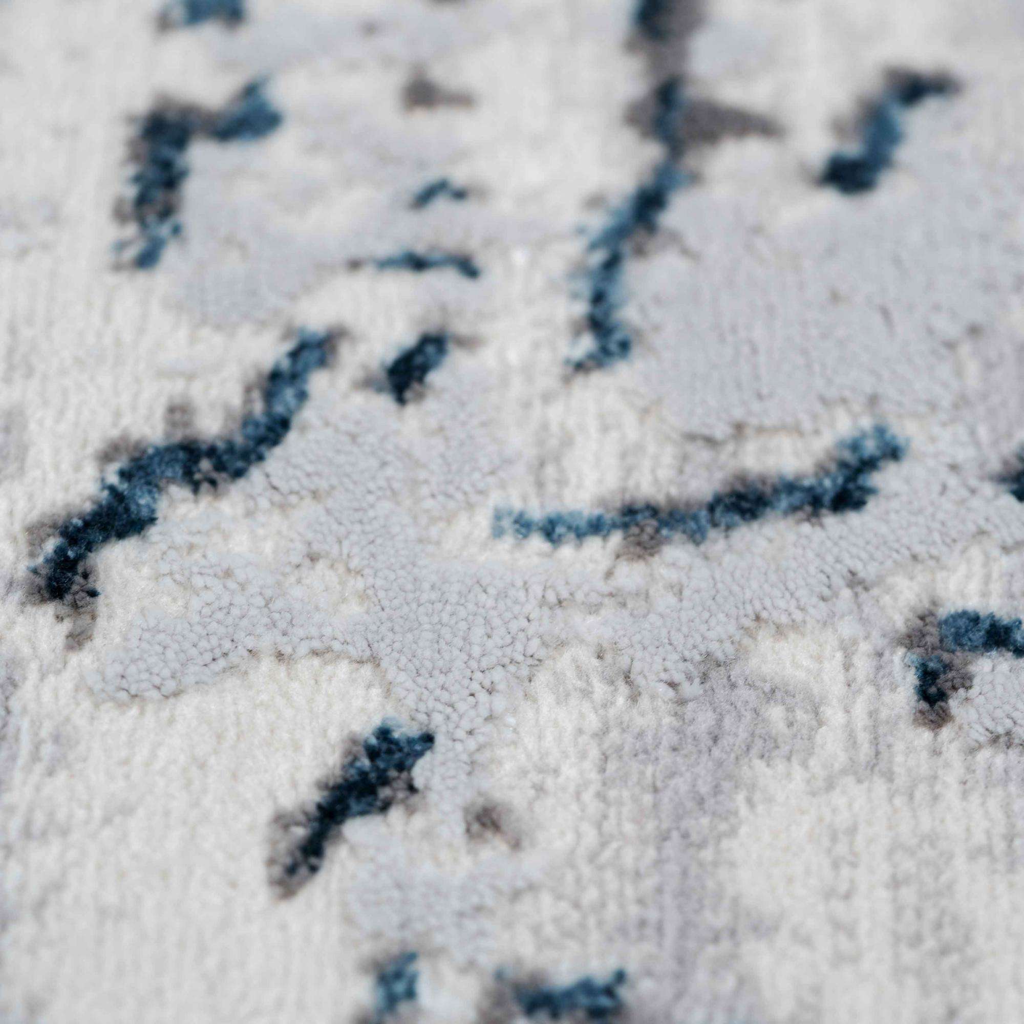 Modern Blue Abstract Distressed Hall Runner Rugs - Image 5