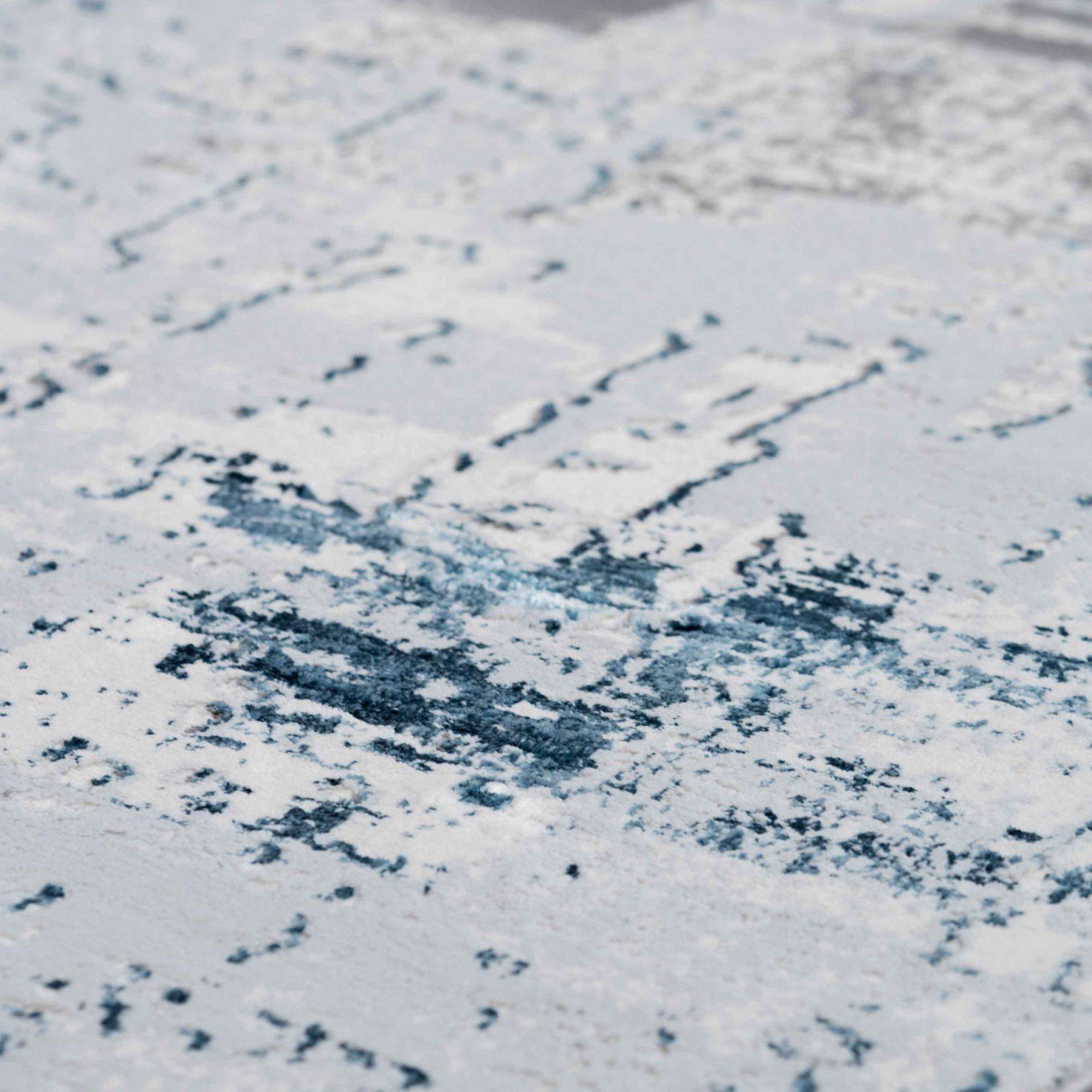 Modern Blue Abstract Distressed Living Room Rugs - Grace - Image 3