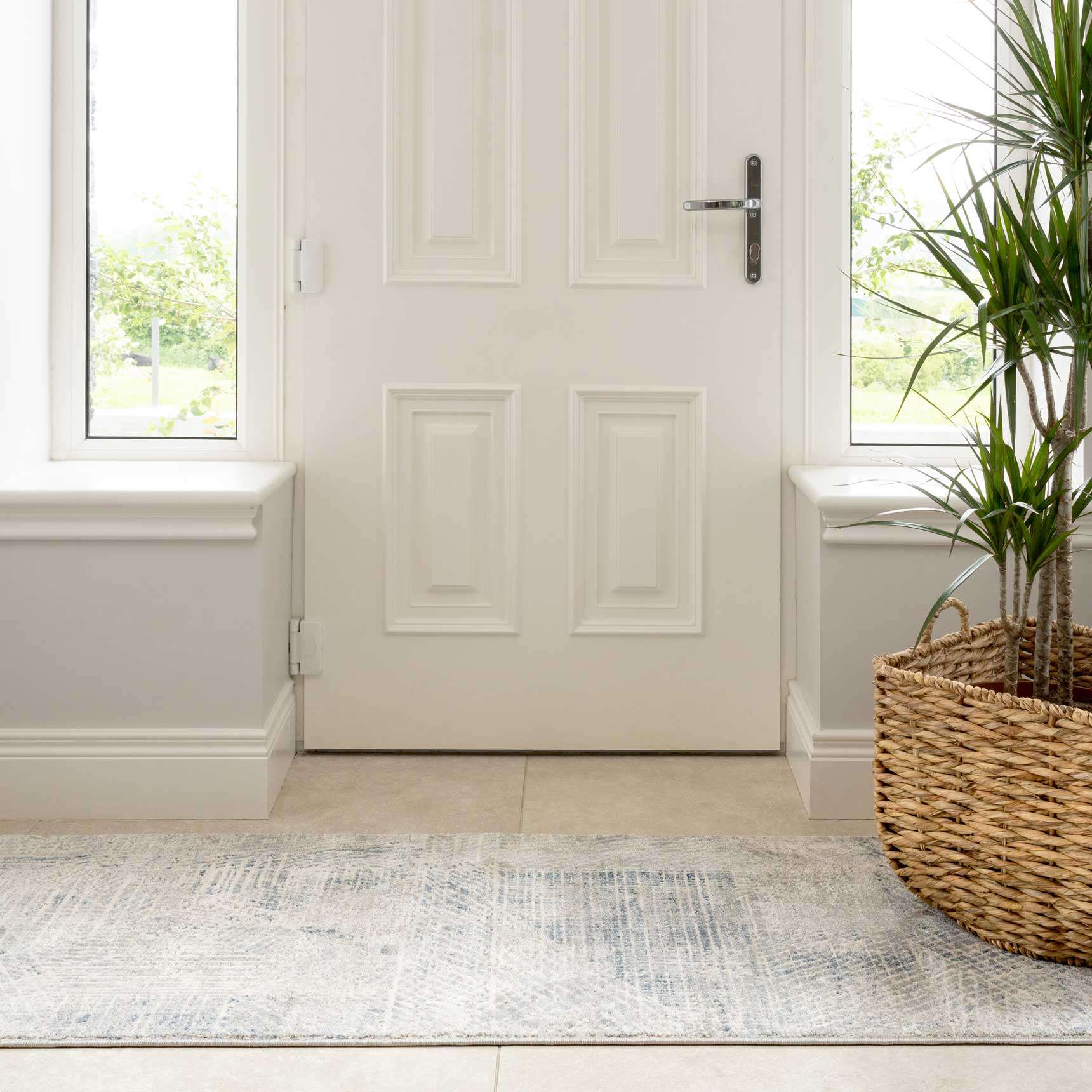 Modern Blue Distressed Abstract Kitchen Runner Rug - Image 6