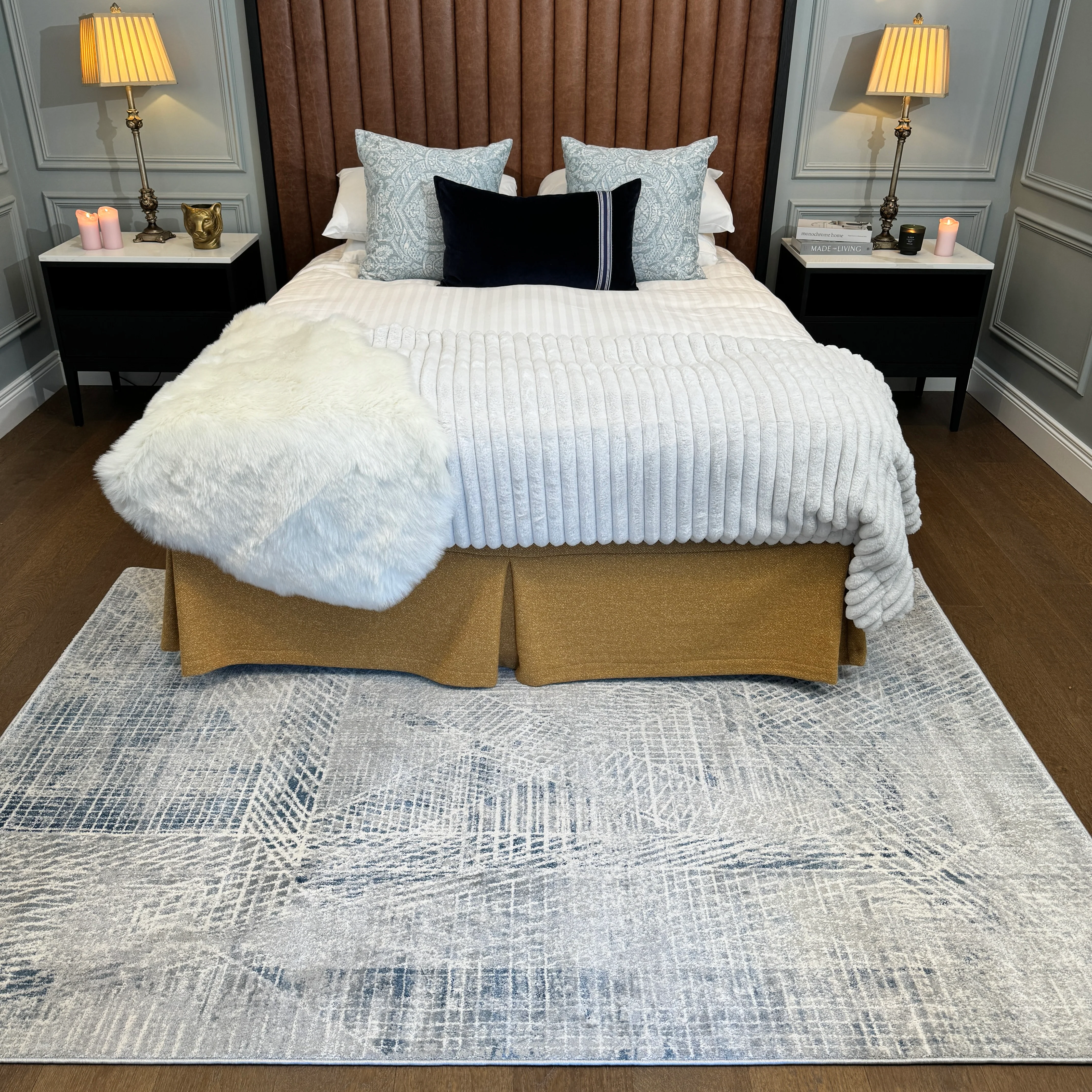 Modern Blue Distressed Abstract Living Room Rug - Astia - Image 9