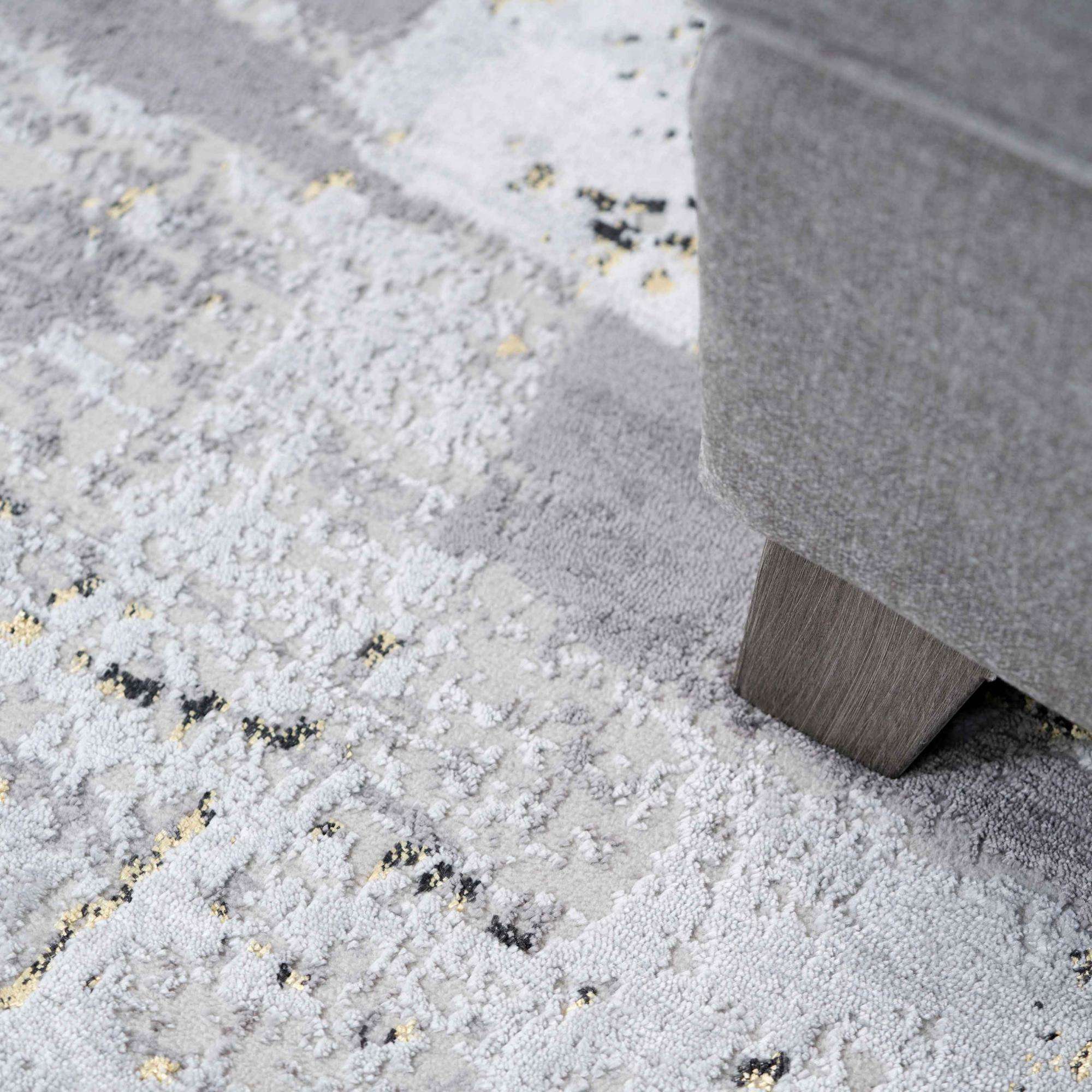 Modern Gold Abstract Distressed Living Room Rugs - Grace - Image 6