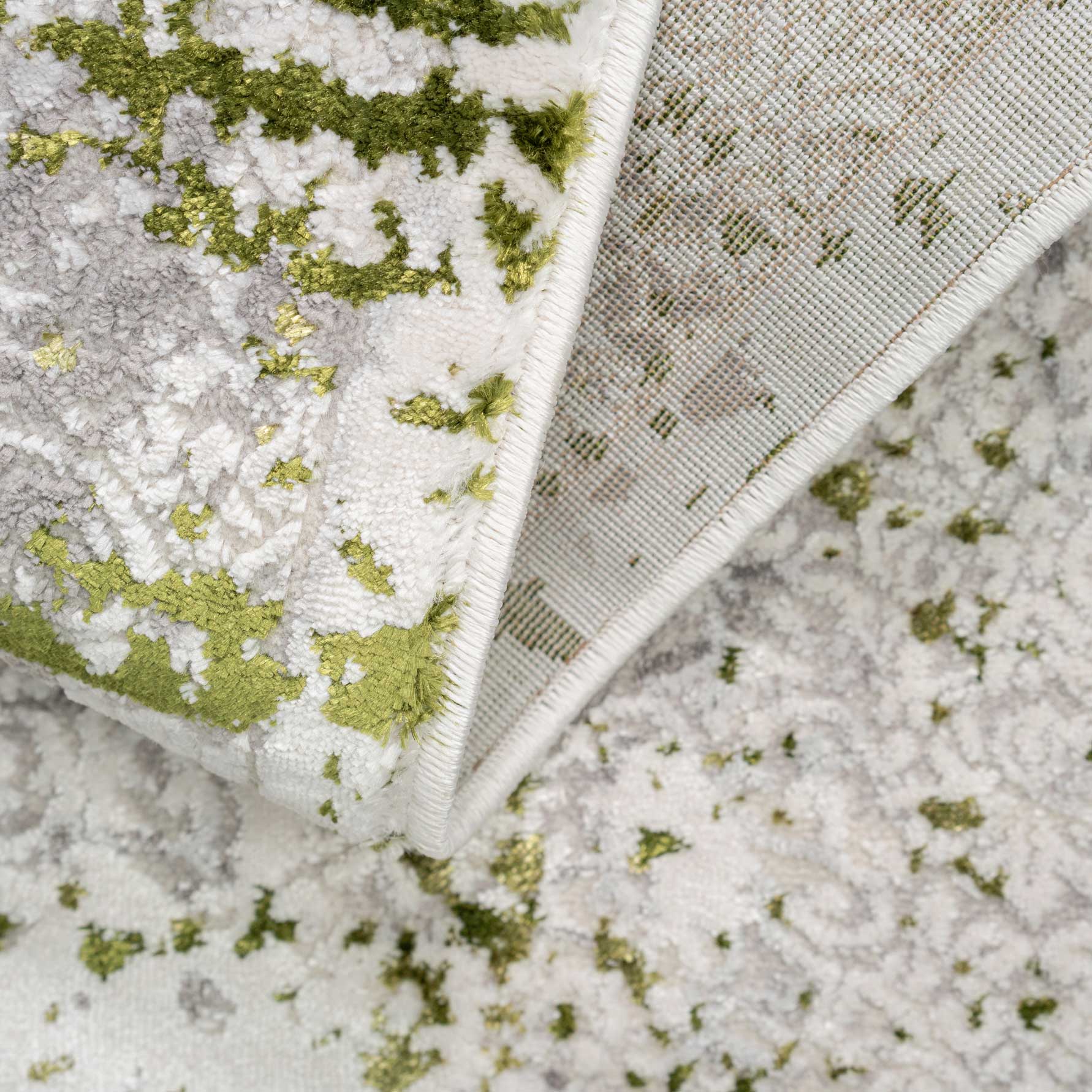 Modern Green Abstract Distressed Rugs - Image 9