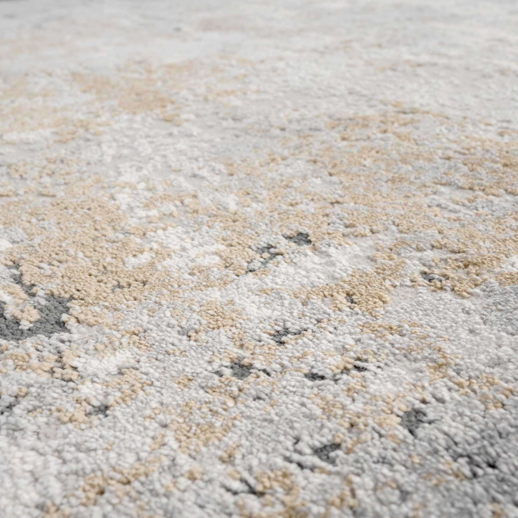 Modern Soft Grey Gold Distressed Abstract Hall Runner Rug - Image 5