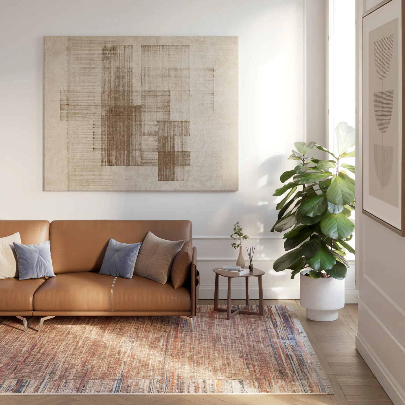 Multicolour Woven Border Rug - Alden - Image 4