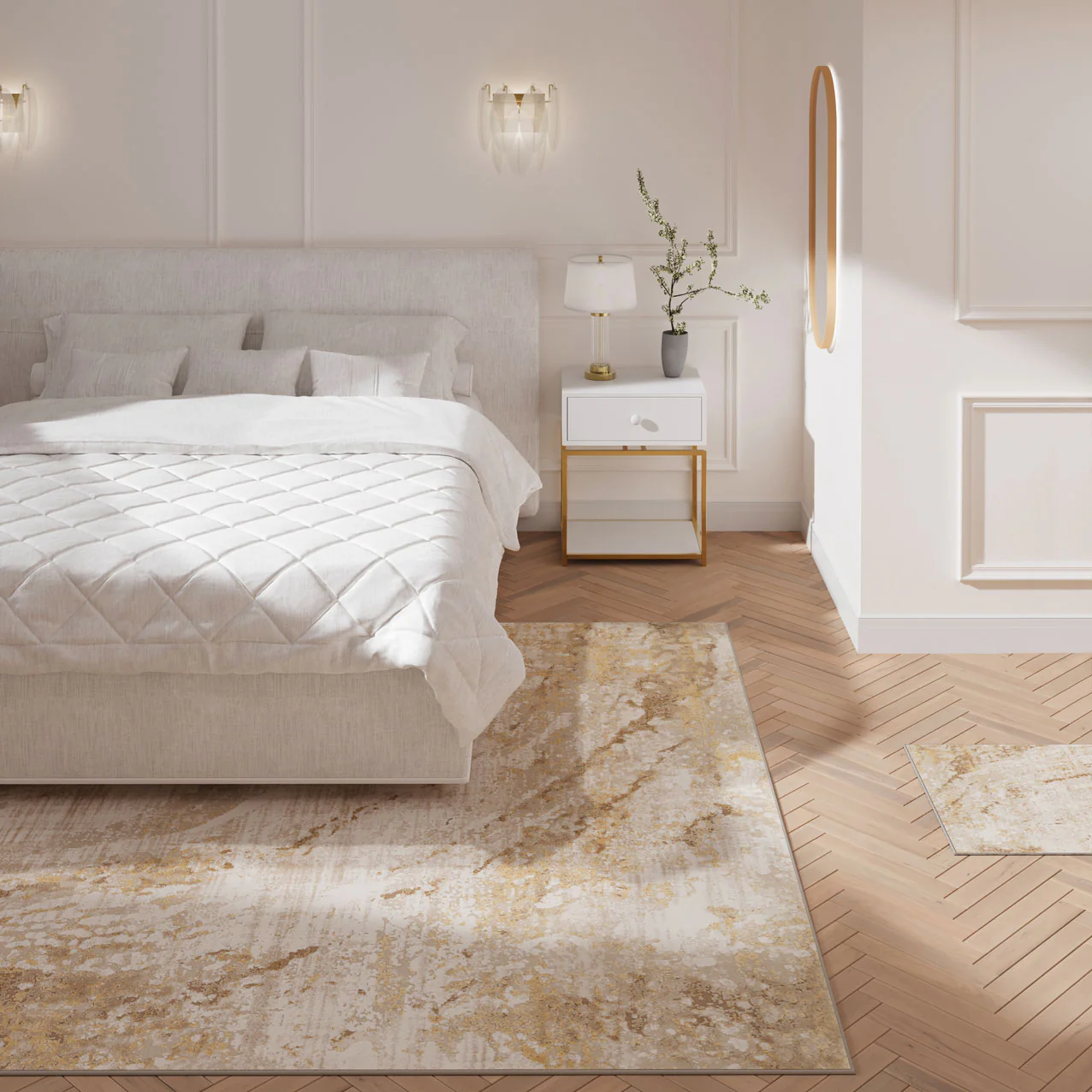 Natural Marble Beige Living Room Rug - Galaxy - Image 5