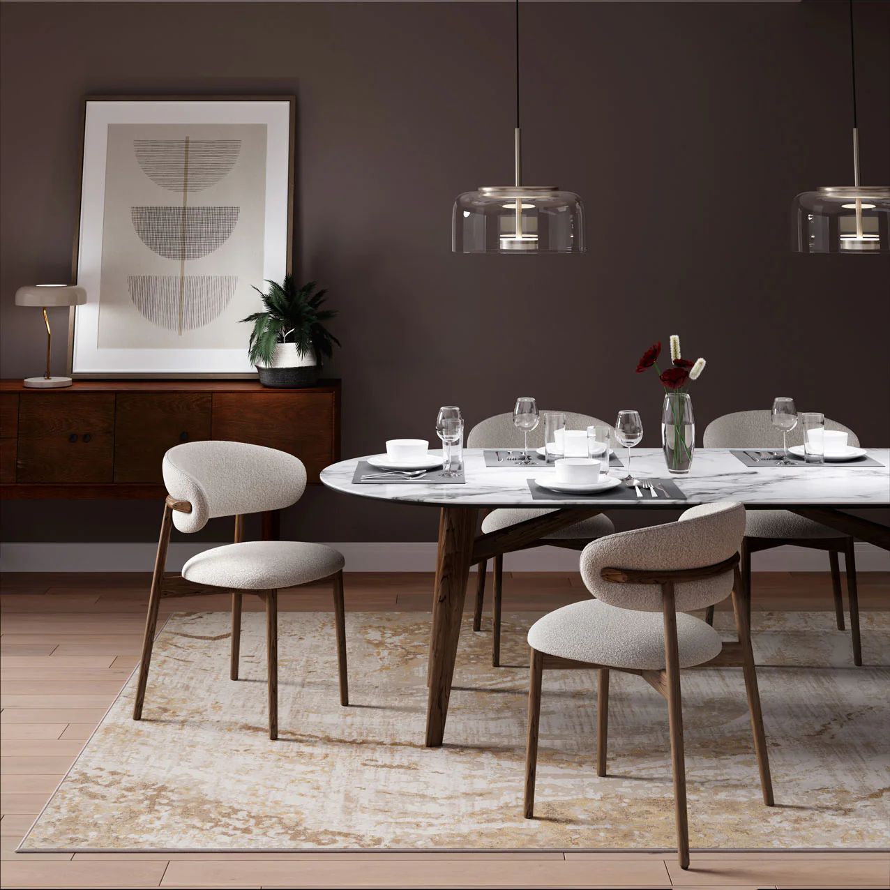 Natural Marble Beige Living Room Rug - Galaxy - Image 6