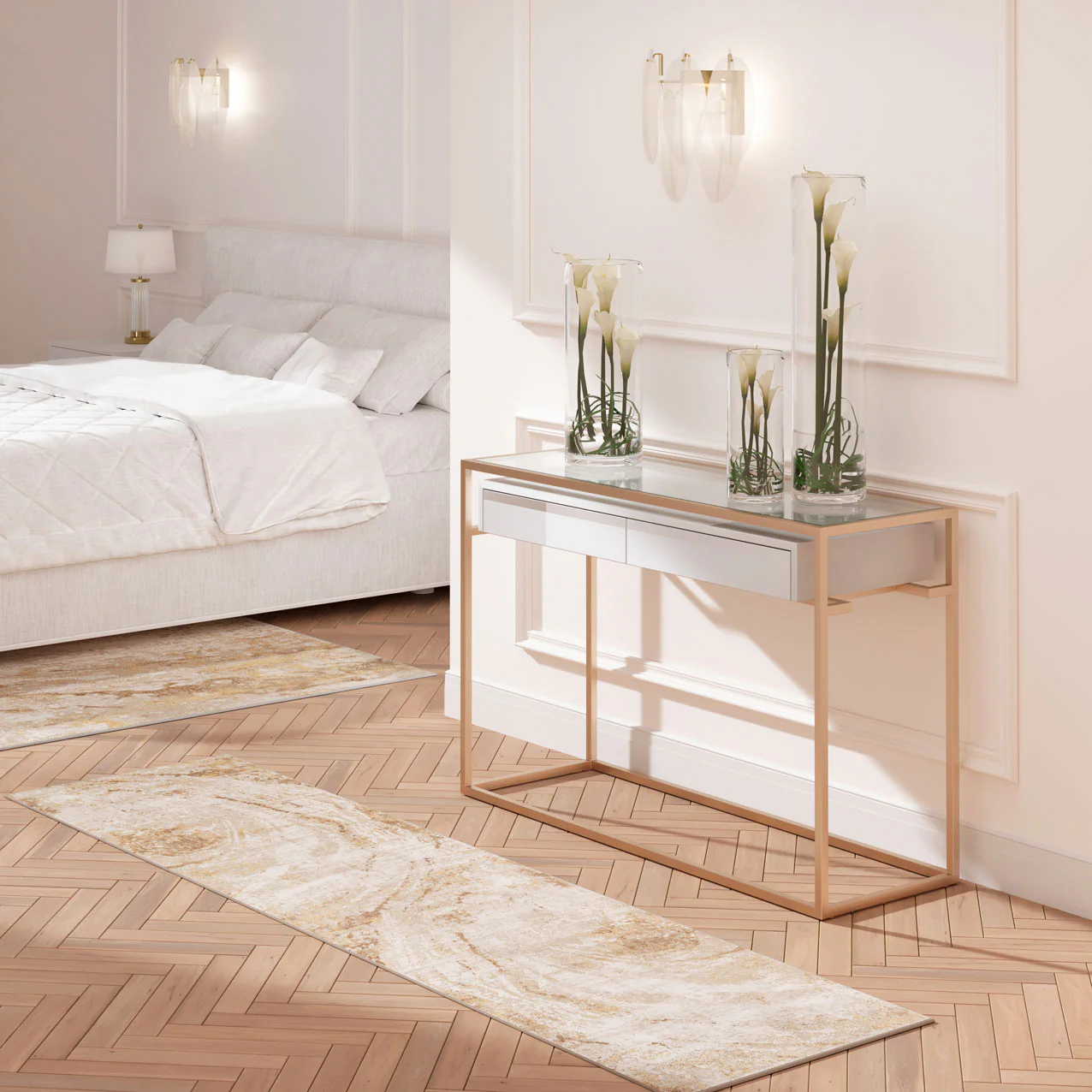 Natural Marble Beige Living Room Rug - Galaxy - Image 7