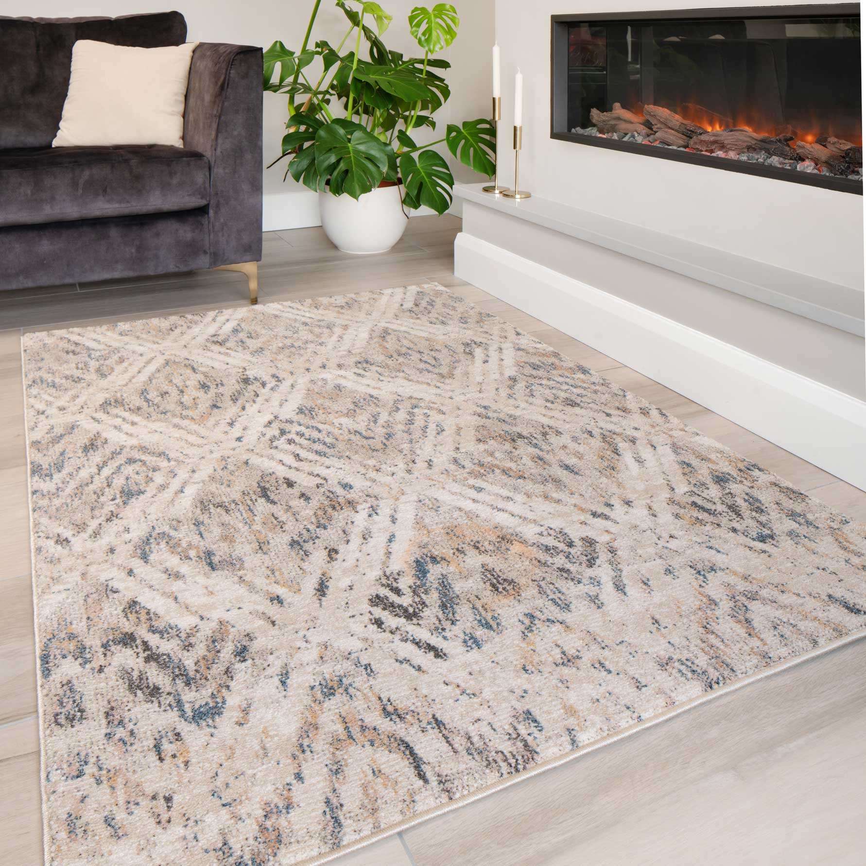 Natural Toned Diamond Hall Runner Rug - Image 4