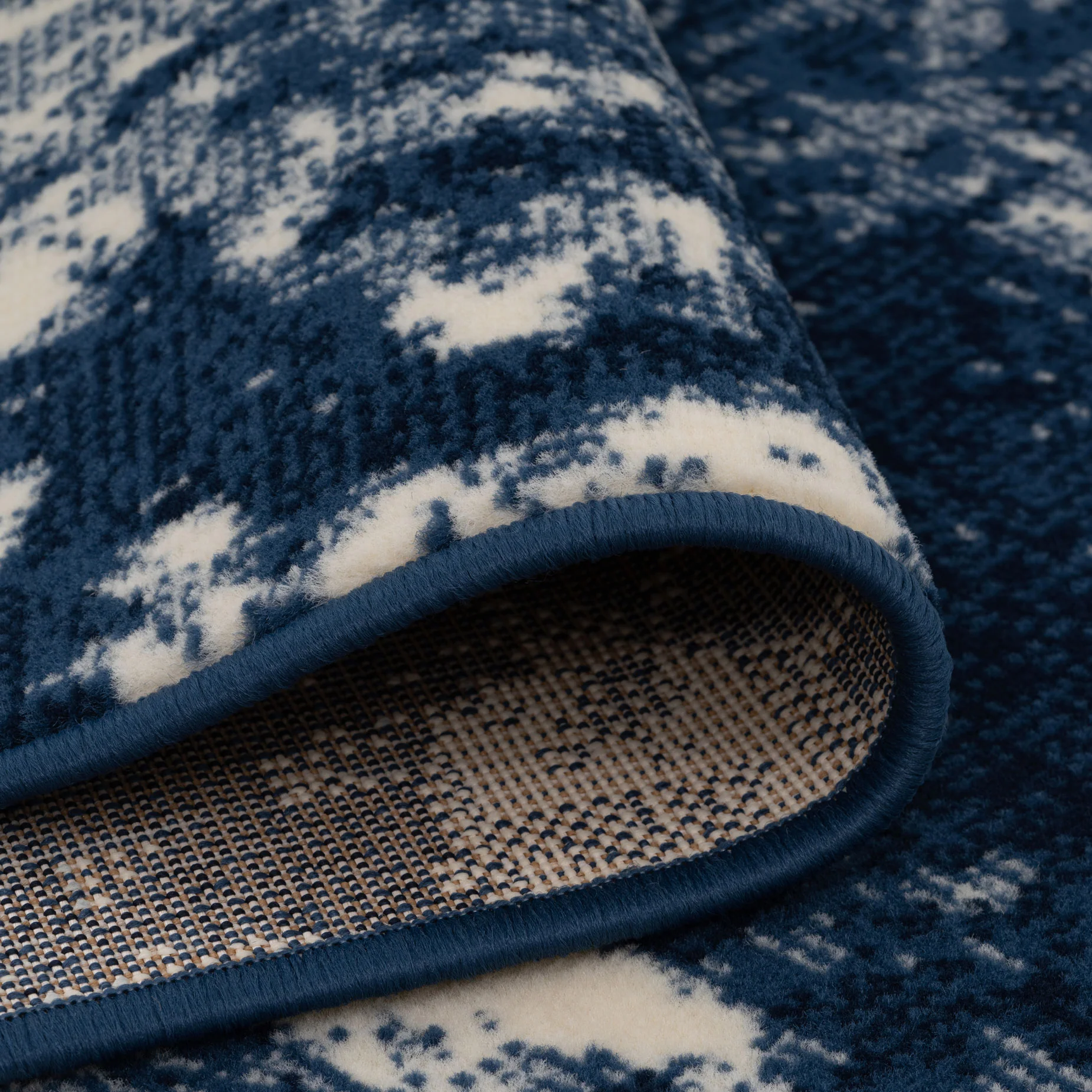 Navy Blue Distressed Living Room Rug - Image 5