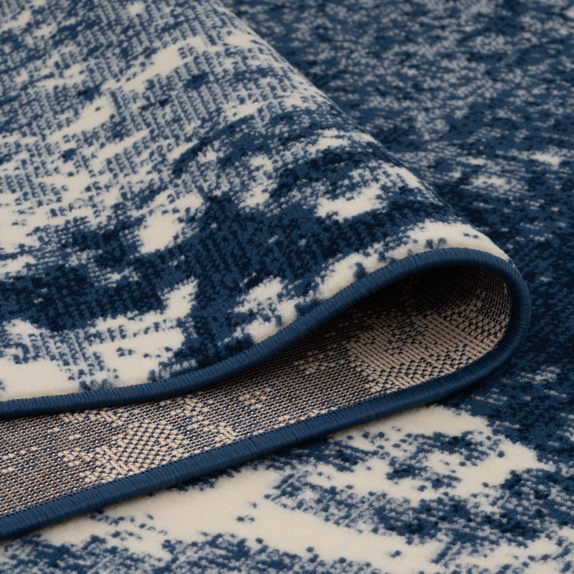 Navy Blue Distressed Living Room Rug - Image 6