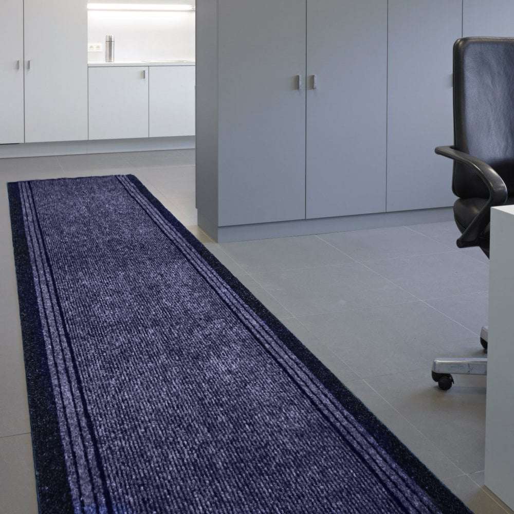 Navy Blue Hard Wearing Runner Rug - Image 6