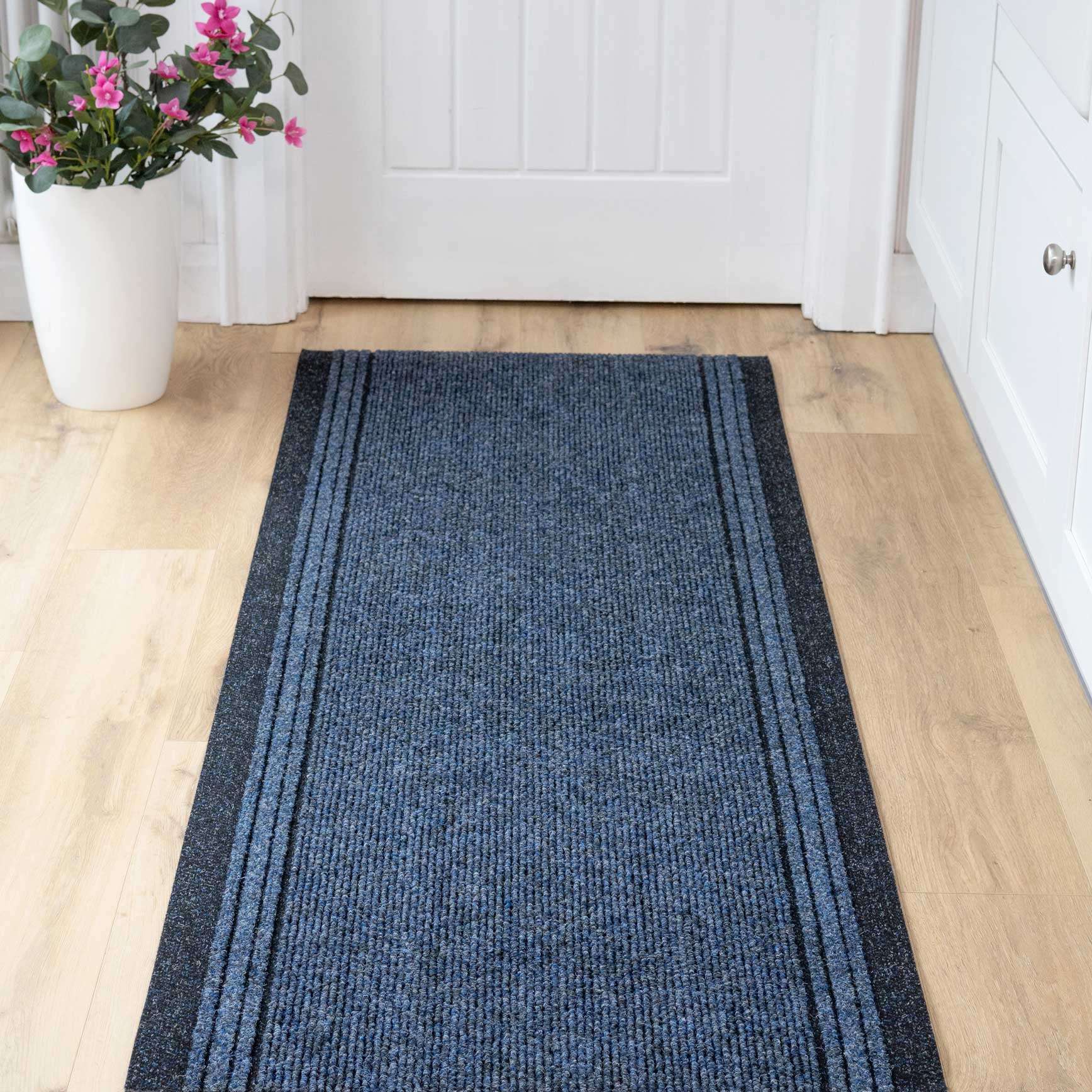 Navy Blue Hard Wearing Runner Rug - Image 8