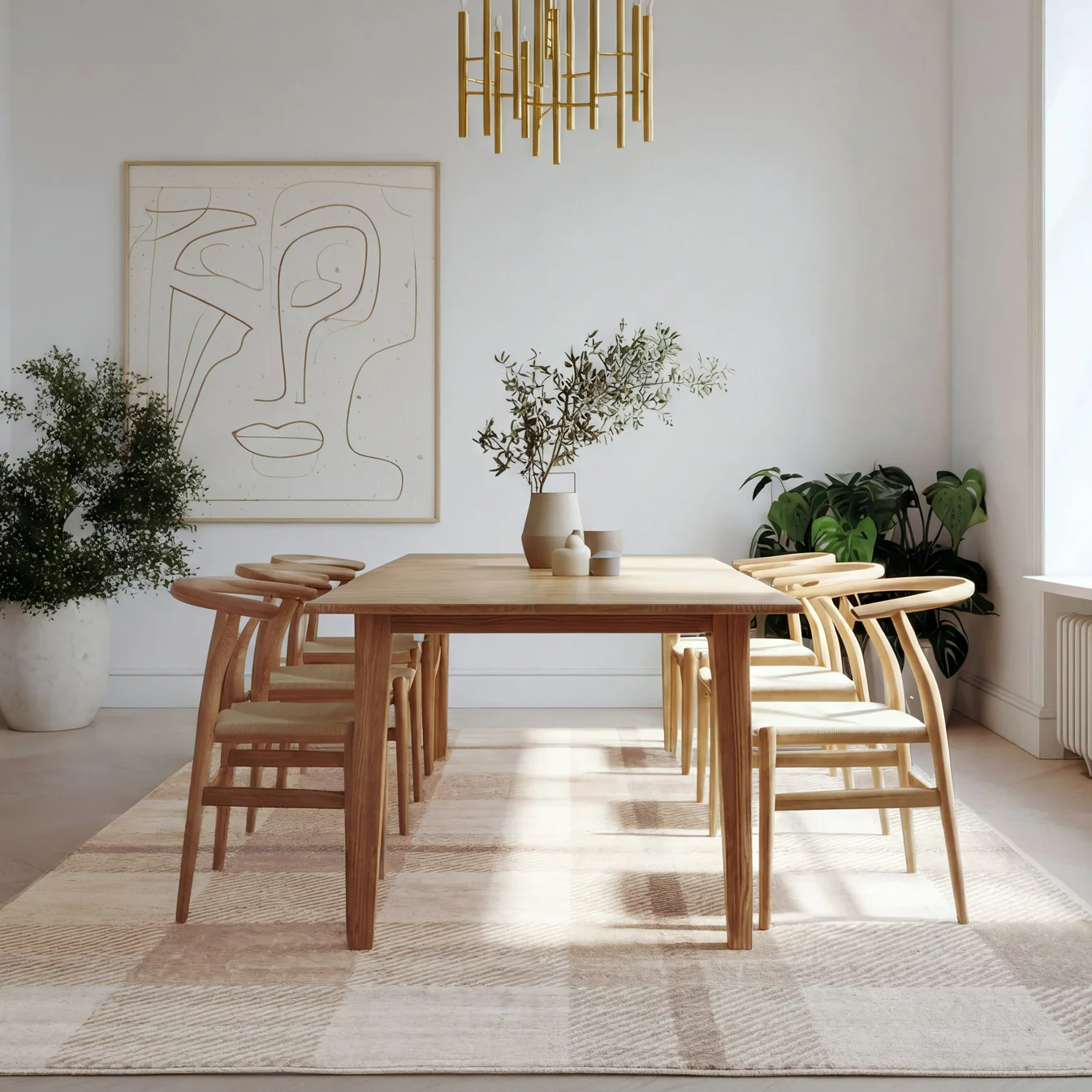 Neutral Cream Beige Tartan Rug - Angus - Image 3