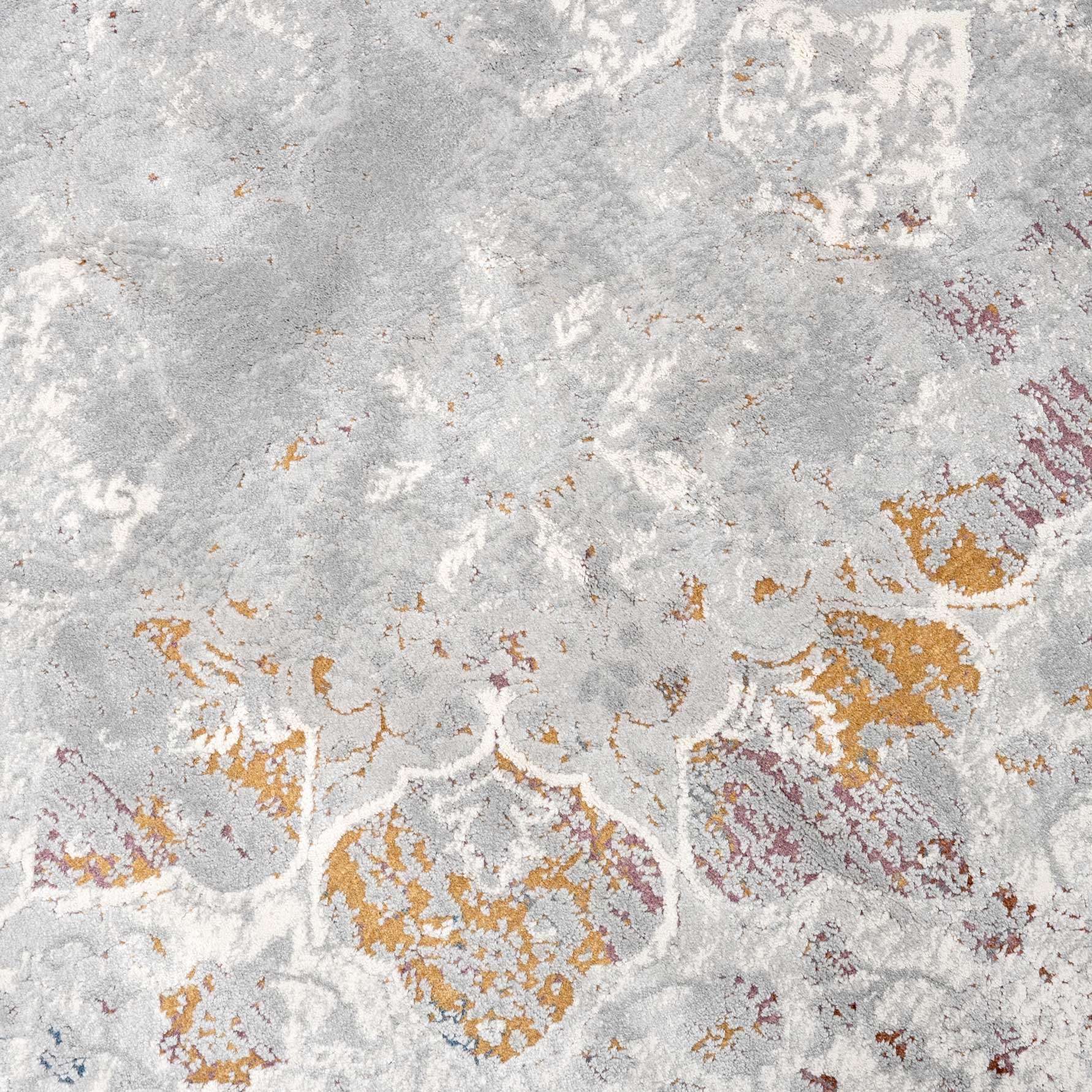 Ornate Soft Grey Distressed Medallion Hall Runner Rug - Image 5