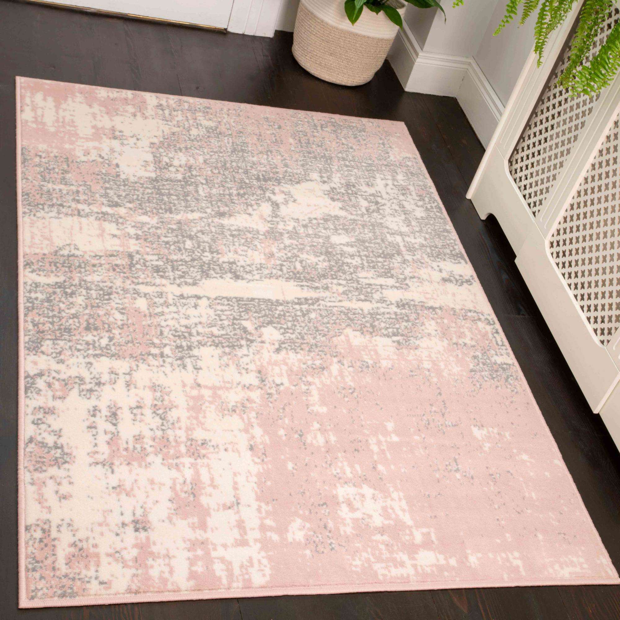 Pink Grey Distressed Extra Large Room Rug - Image 5
