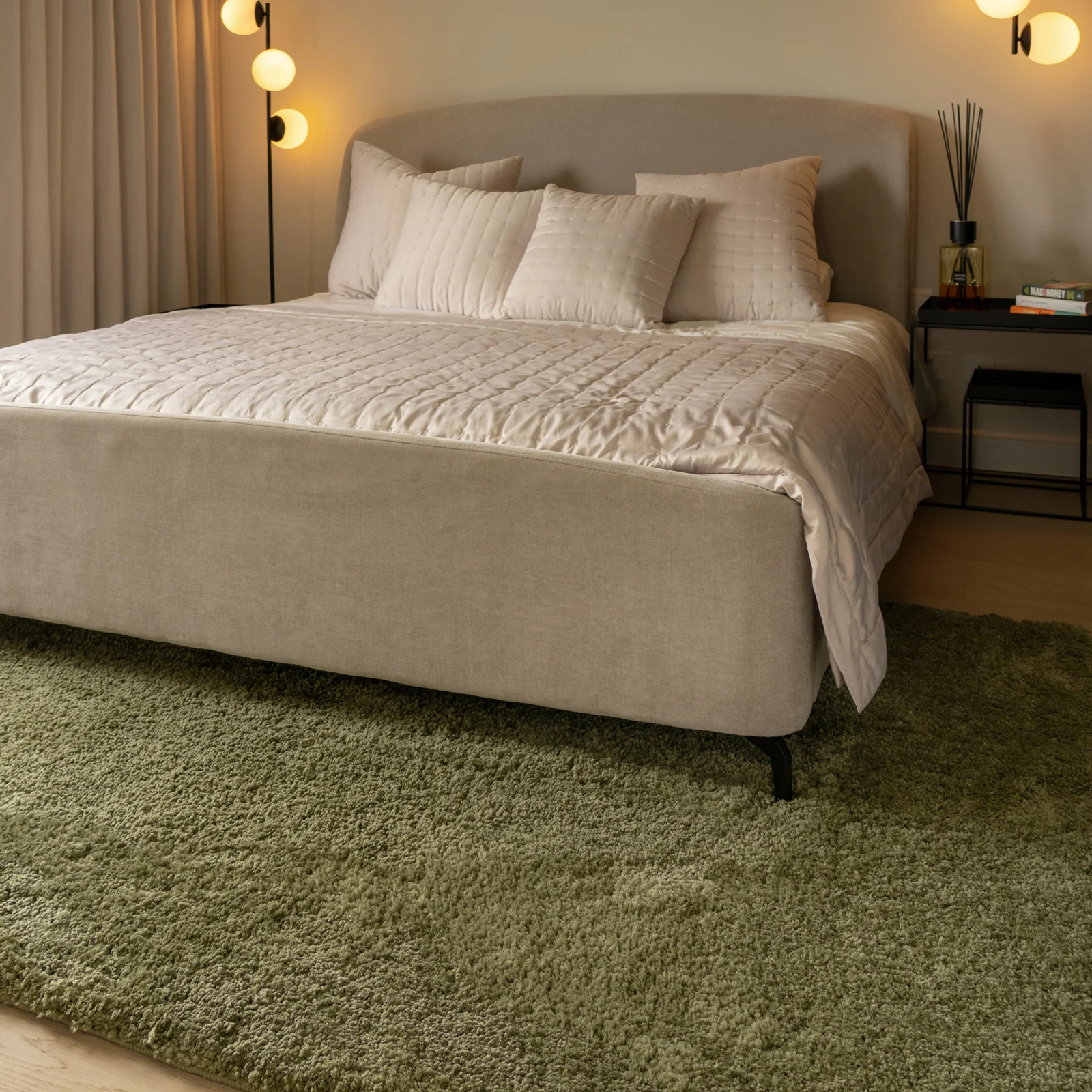 Premium Washable Shaggy Olive Green Rug - Image 6