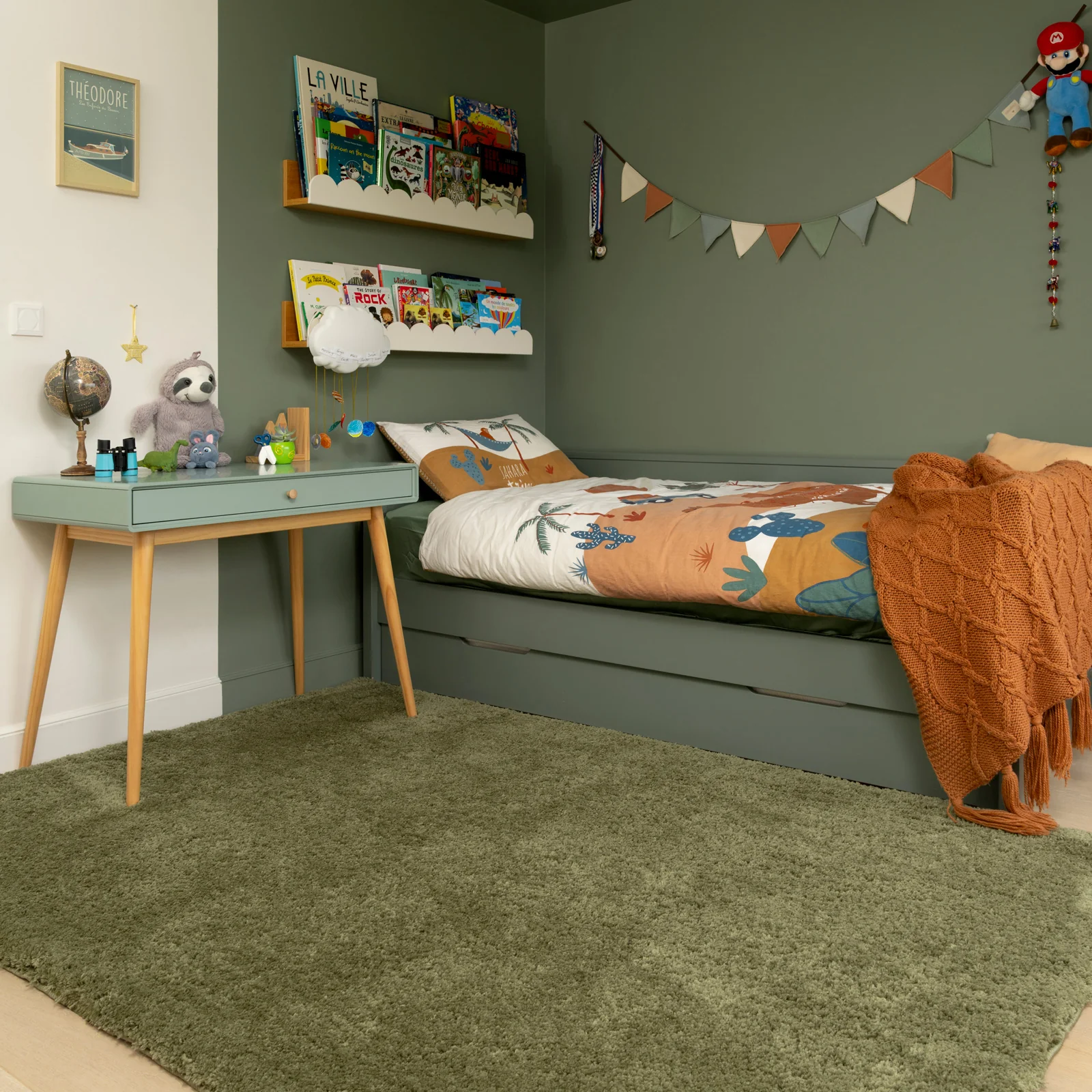 Premium Washable Shaggy Olive Green Rug - Image 7