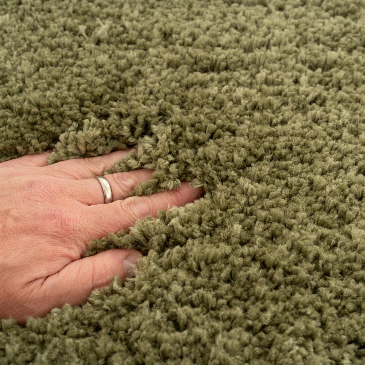 Premium Washable Shaggy Olive Green Rug - Image 8