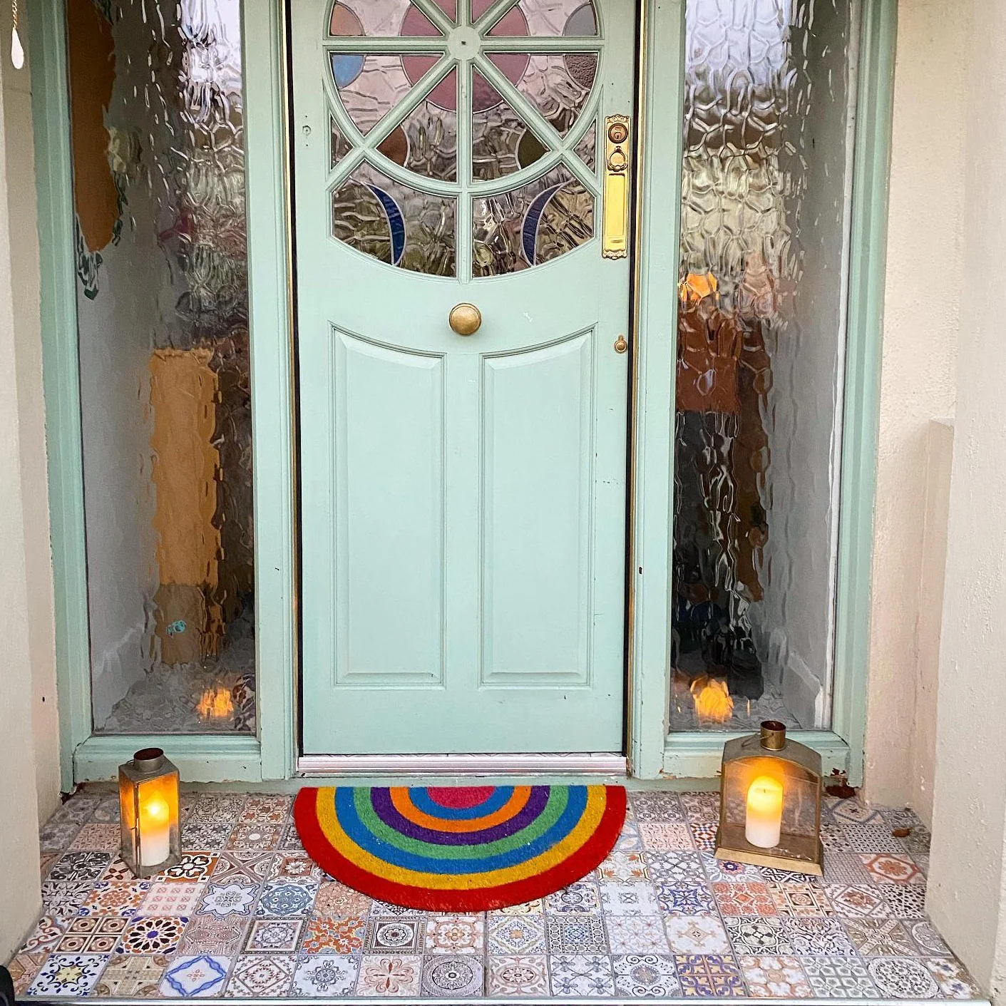 Rainbow Half Moon Coir Entrance Doormat - Image 3