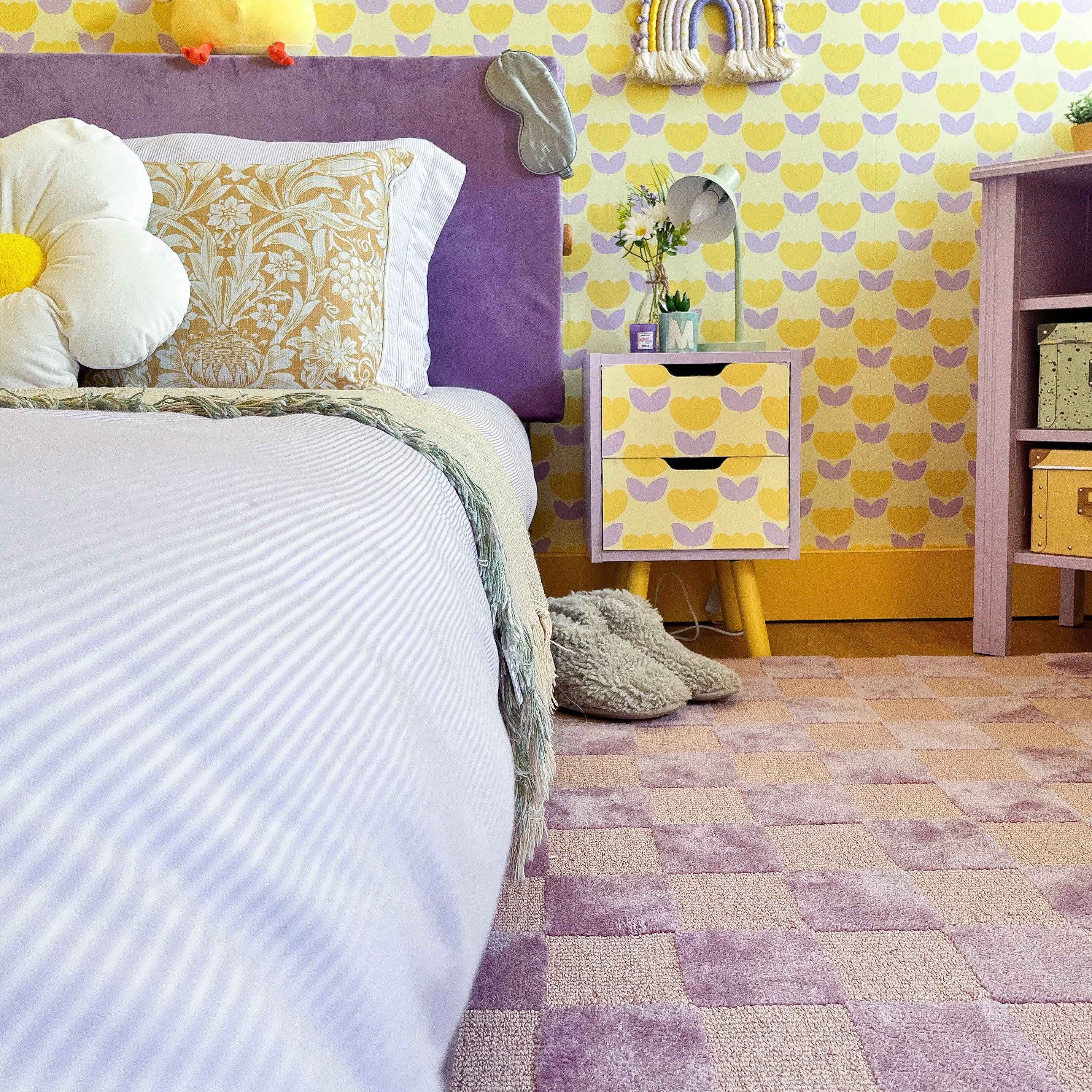 Retro Lavender Checkerboard Rug - Maze - Image 4