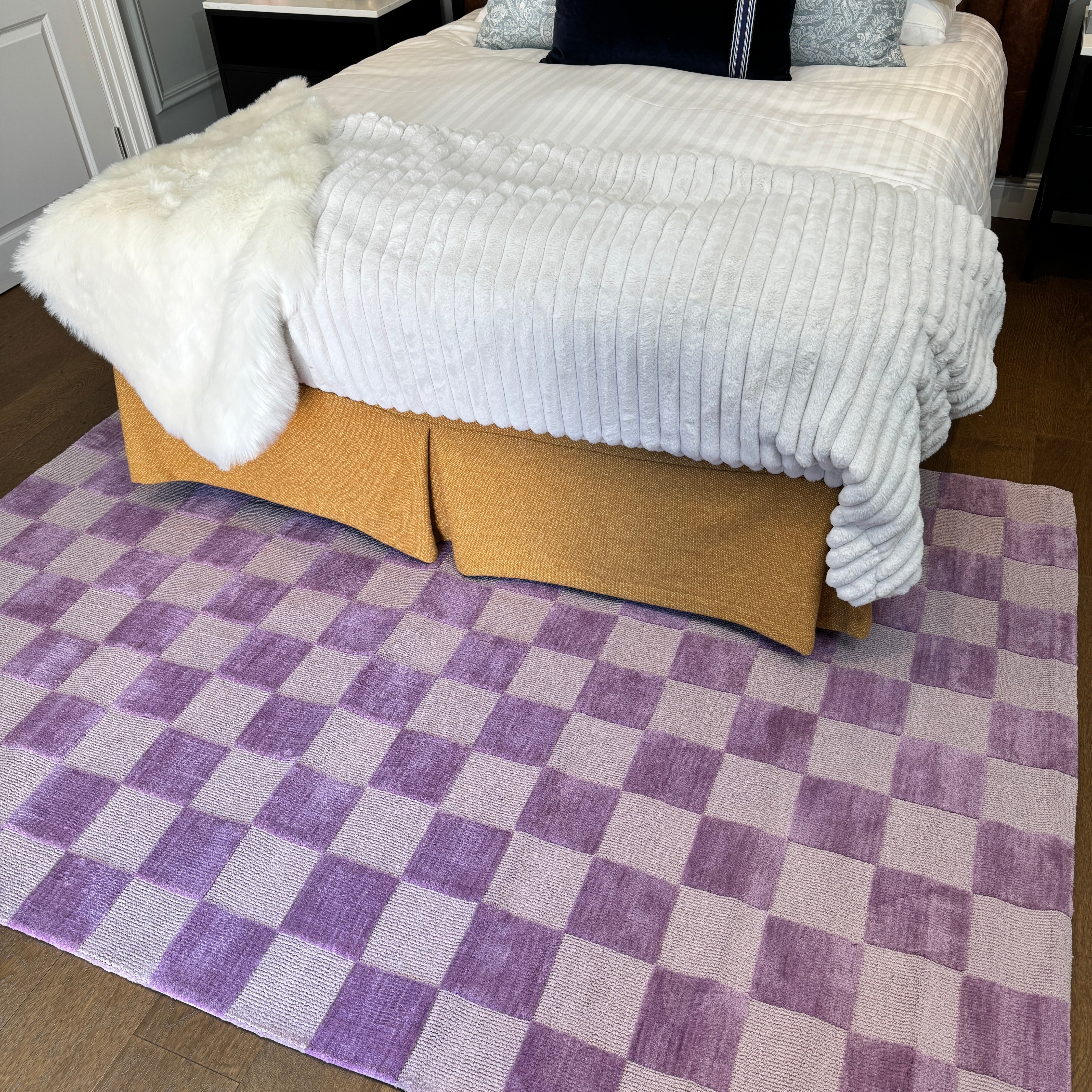 Retro Lavender Checkerboard Rug - Maze - Image 5