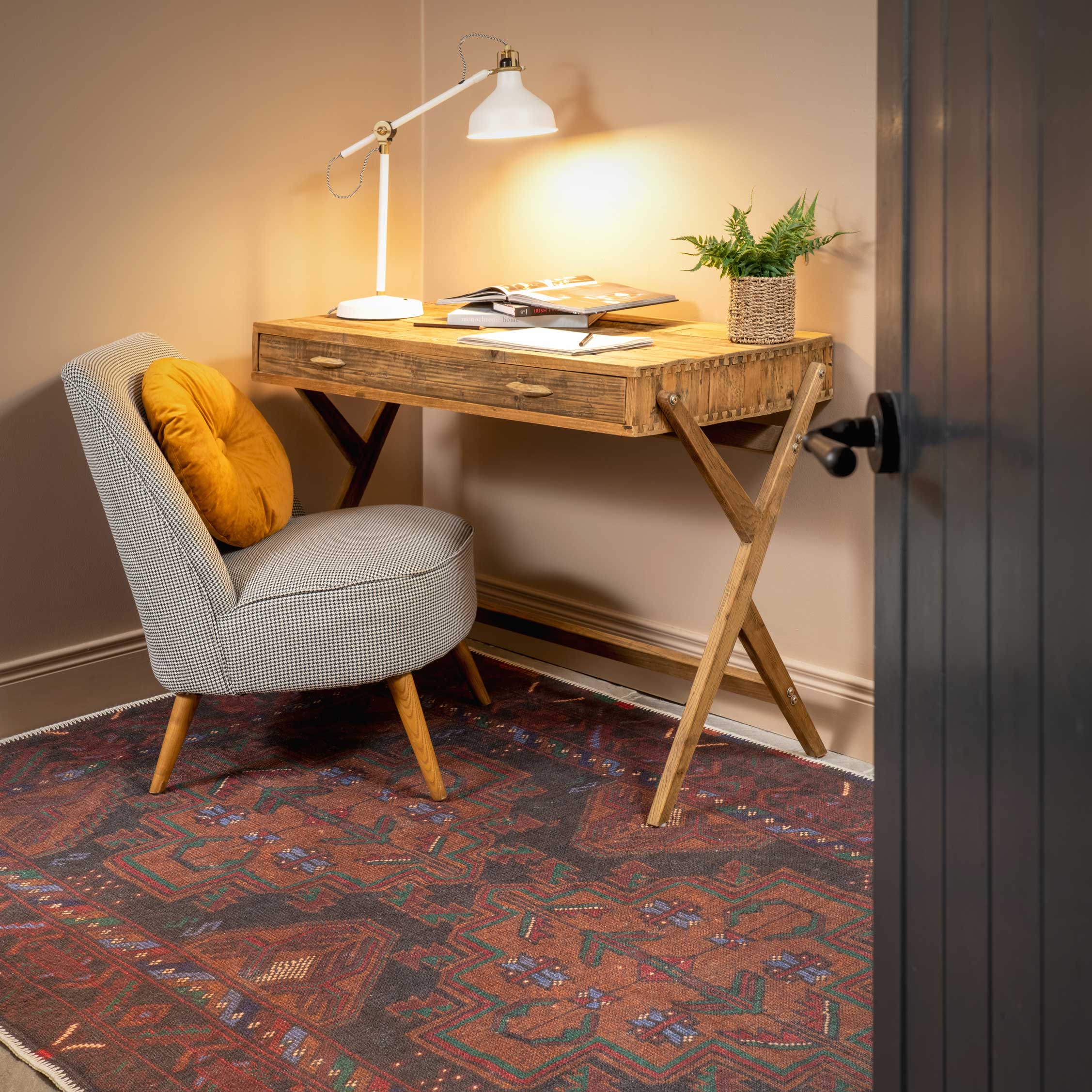 Flatwoven Washable Brown Distressed Boho Rug- Caris - Image 3