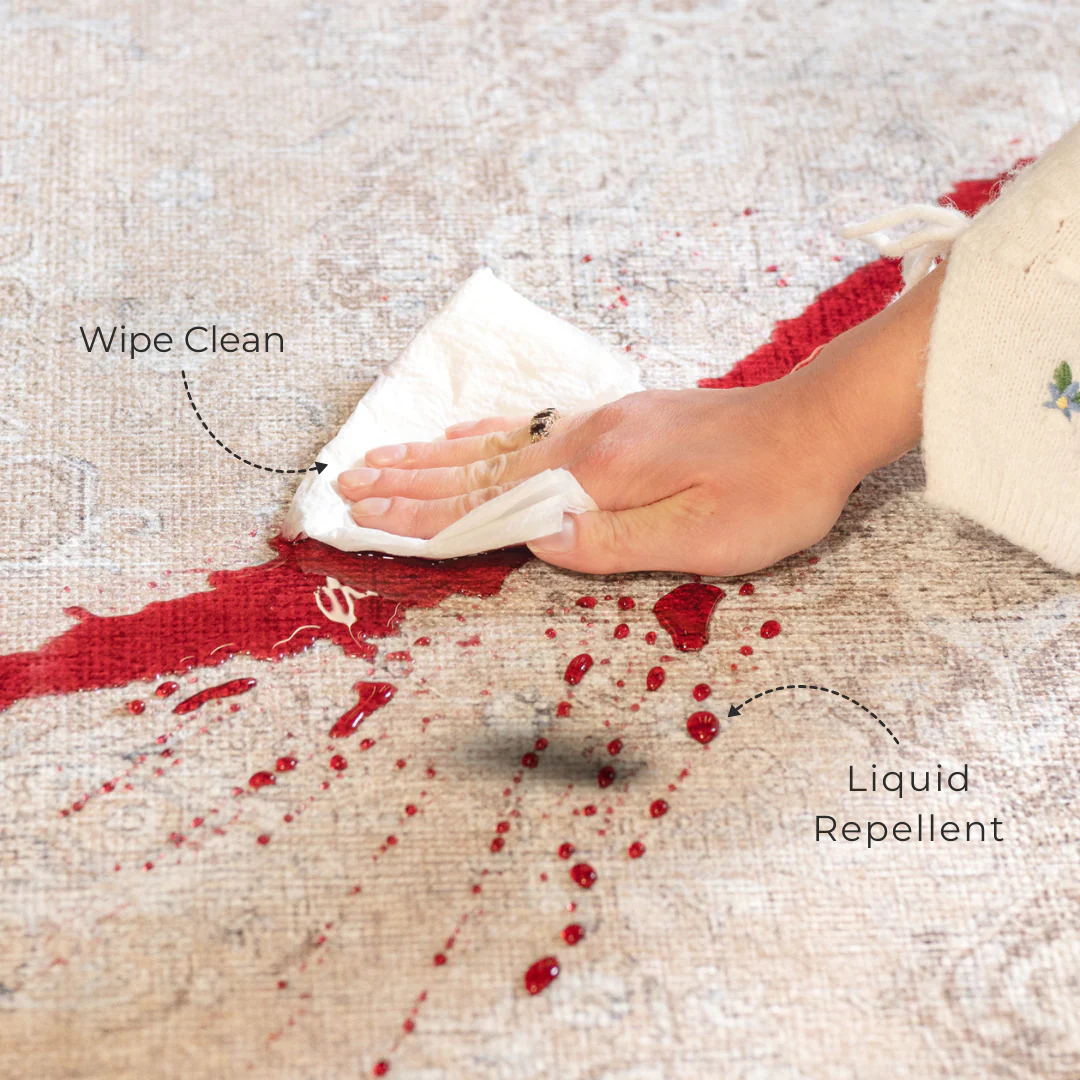 Flatwoven Washable Brown Distressed Boho Rug- Caris - Image 6