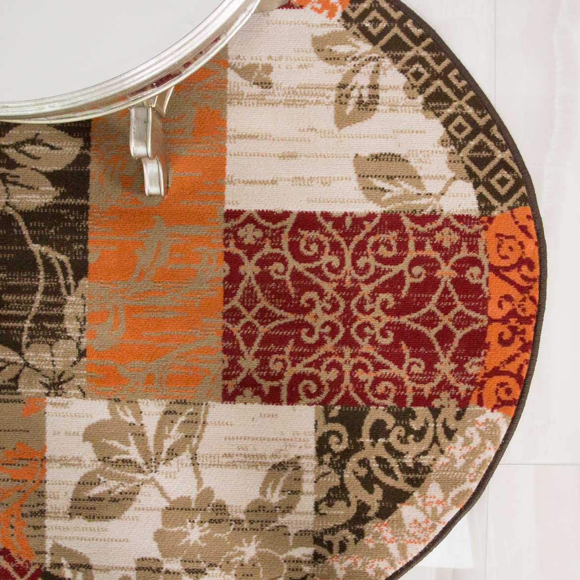 Round Circle Patchwork Terracotta Rug - Image 3