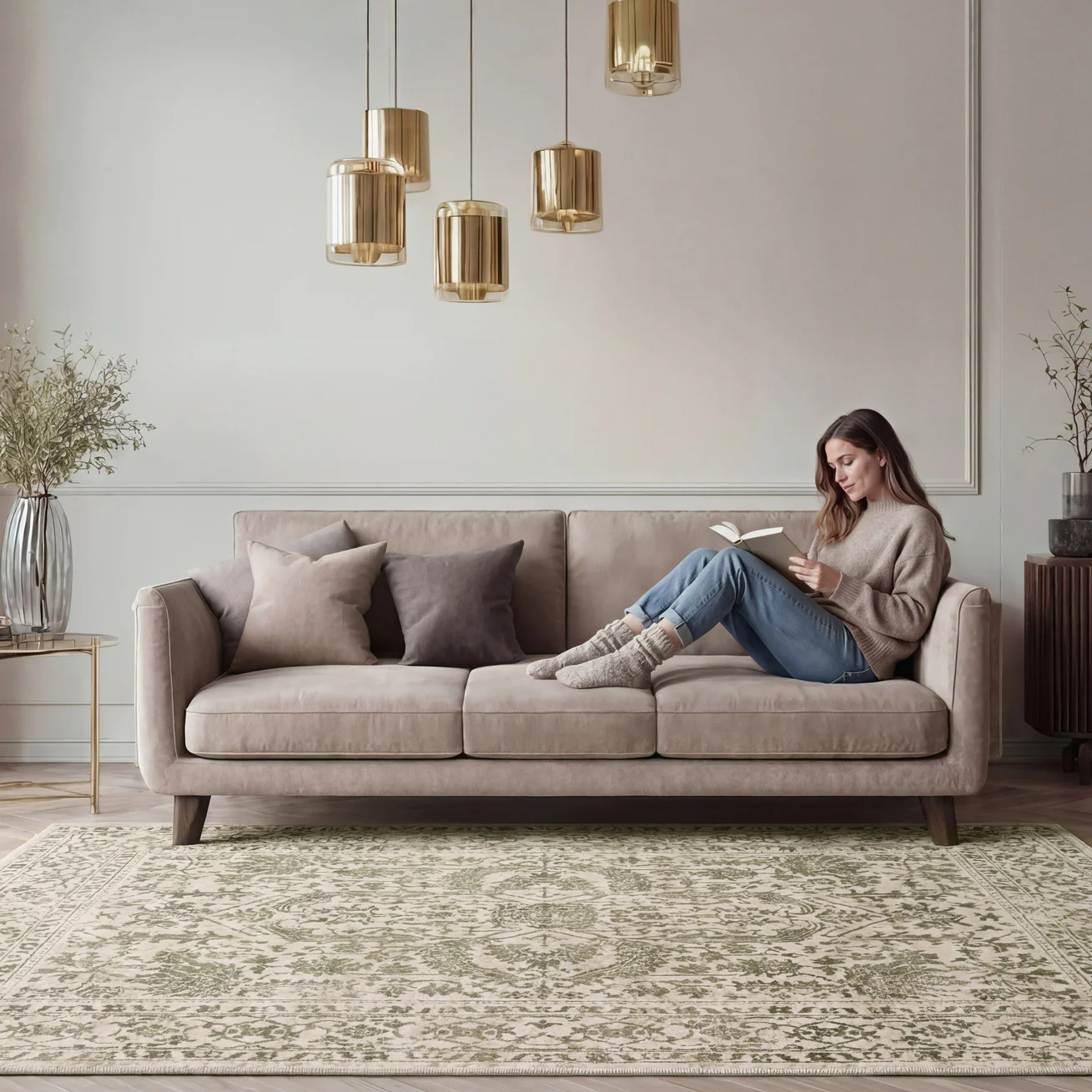 Sage Green Vintage Area Rug - Isadora - Image 3