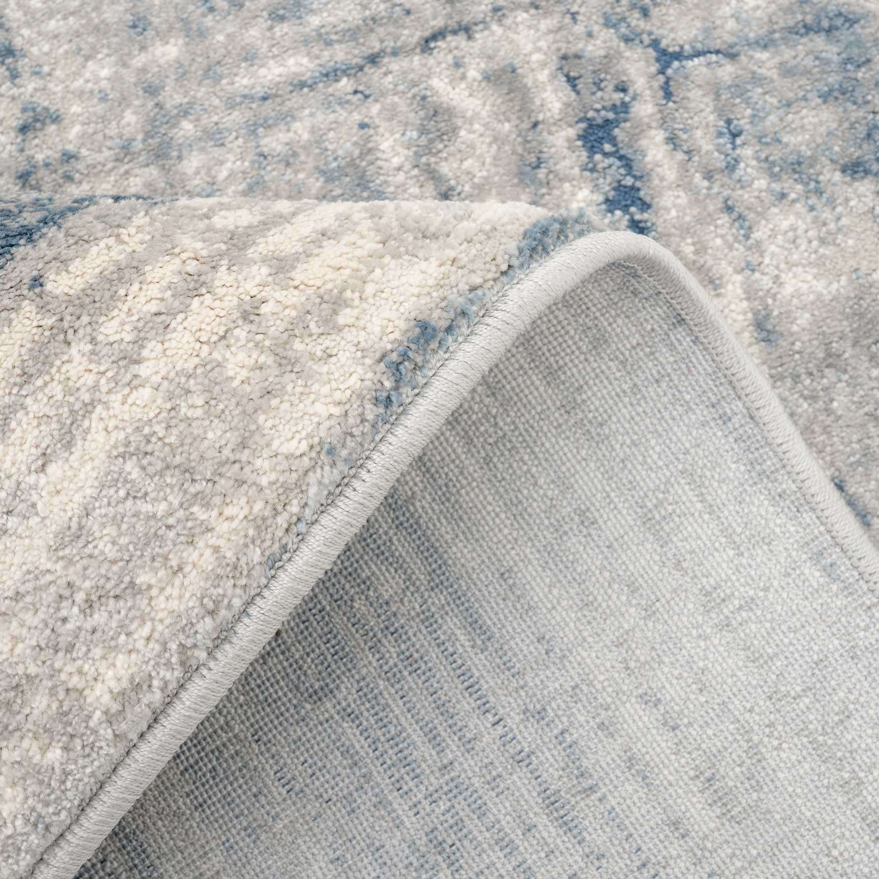 Soft Blue Distressed Abstract Kitchen Runner Rug - Image 5
