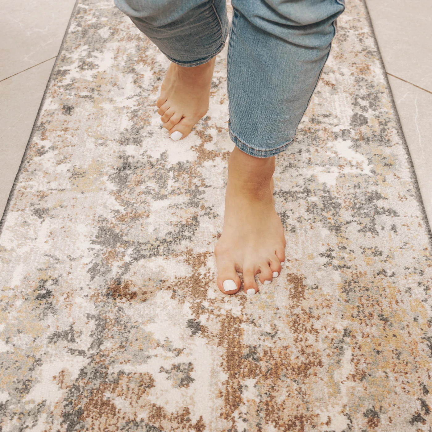 Soft Modern Blue Grey Painted Canvas Effect Rugs - Artist - Image 7