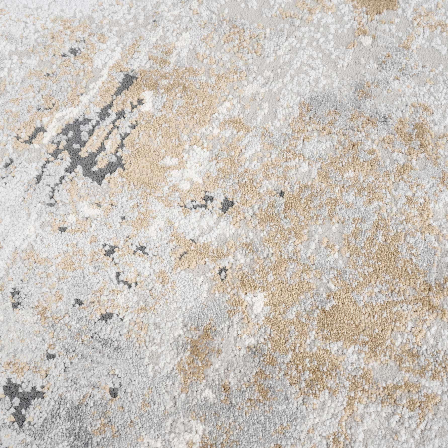 Modern Soft Grey Gold Distressed Abstract Living Room Rug - Moonshine - Image 7