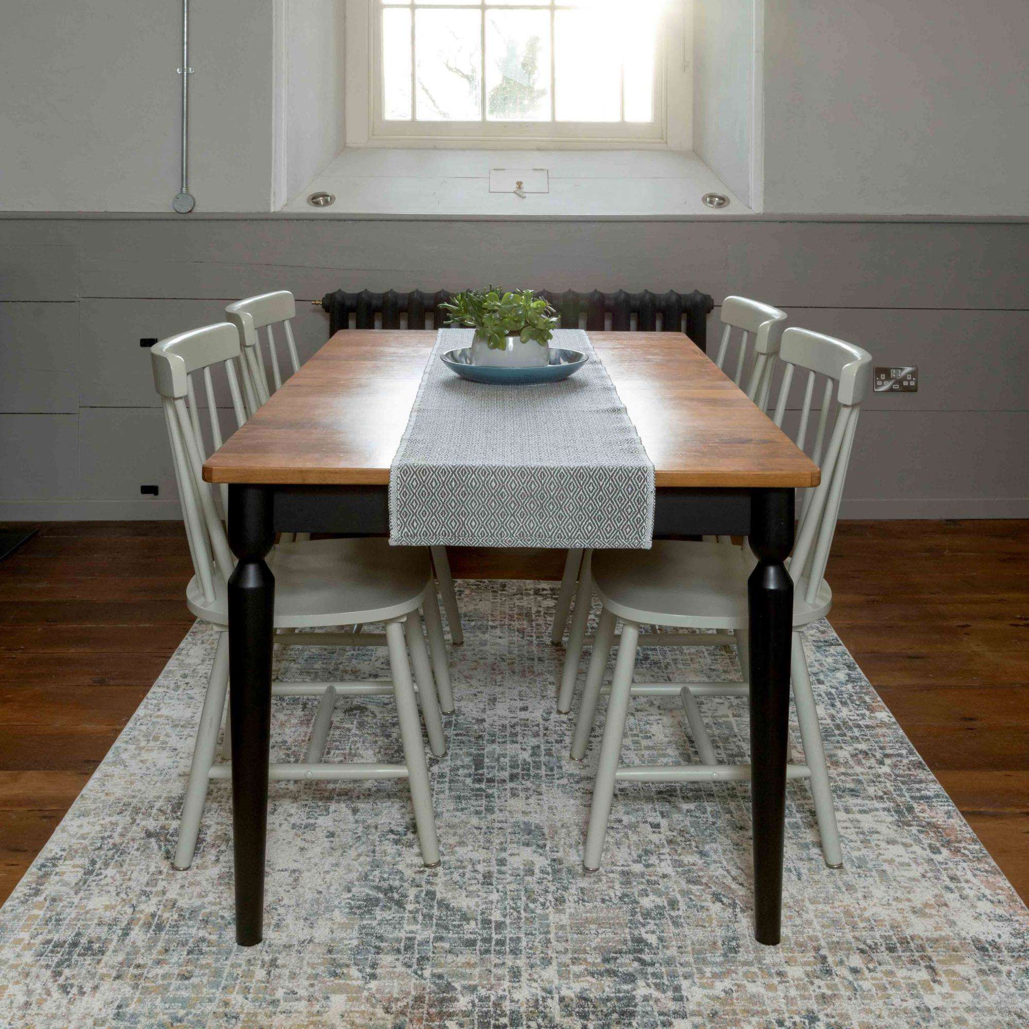 Soft Modern Blue Distressed Abstract Bedroom Rugs - Minuet - Image 6