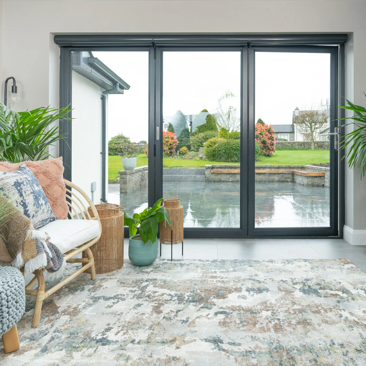 Soft Modern Blue Grey Painted Canvas Effect Rugs - Artist - Image 10