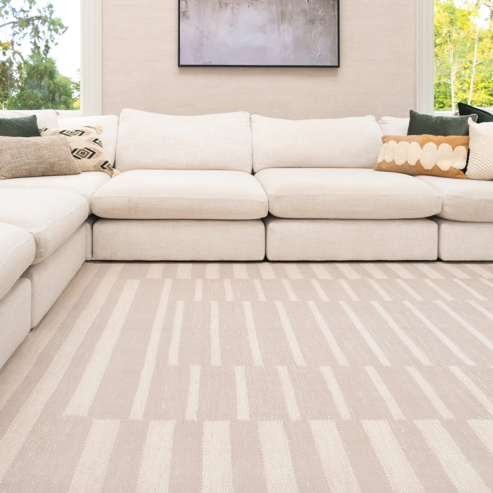 Soft Washable Beige Geometric Rug - Faye - Image 4