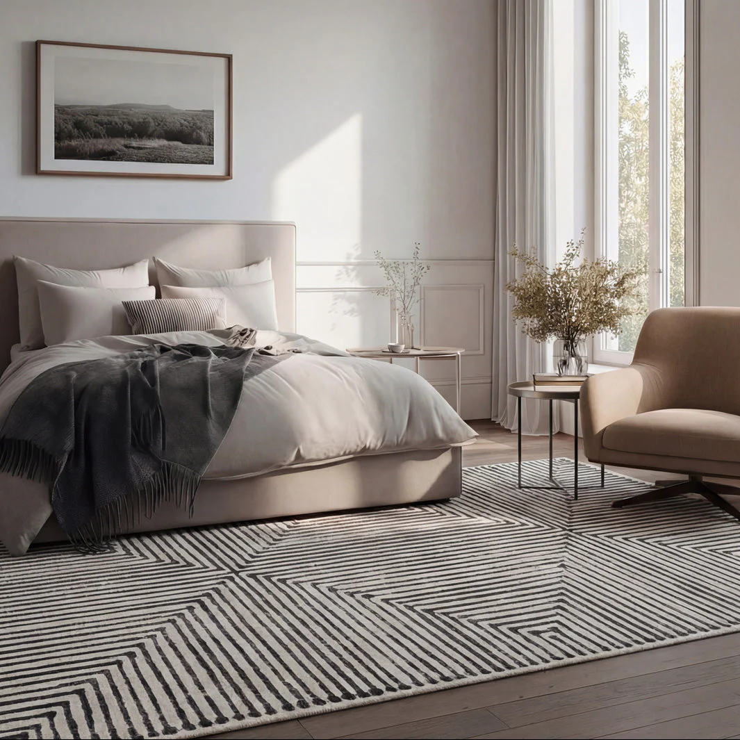 Soft Washable Black Geometric Rug - Maverick - Image 3