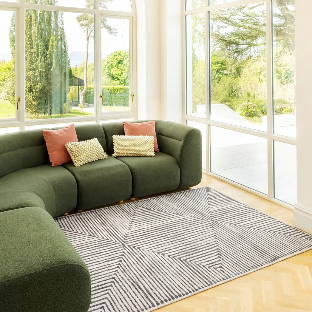 Soft Washable Black Geometric Rug - Maverick - Image 6