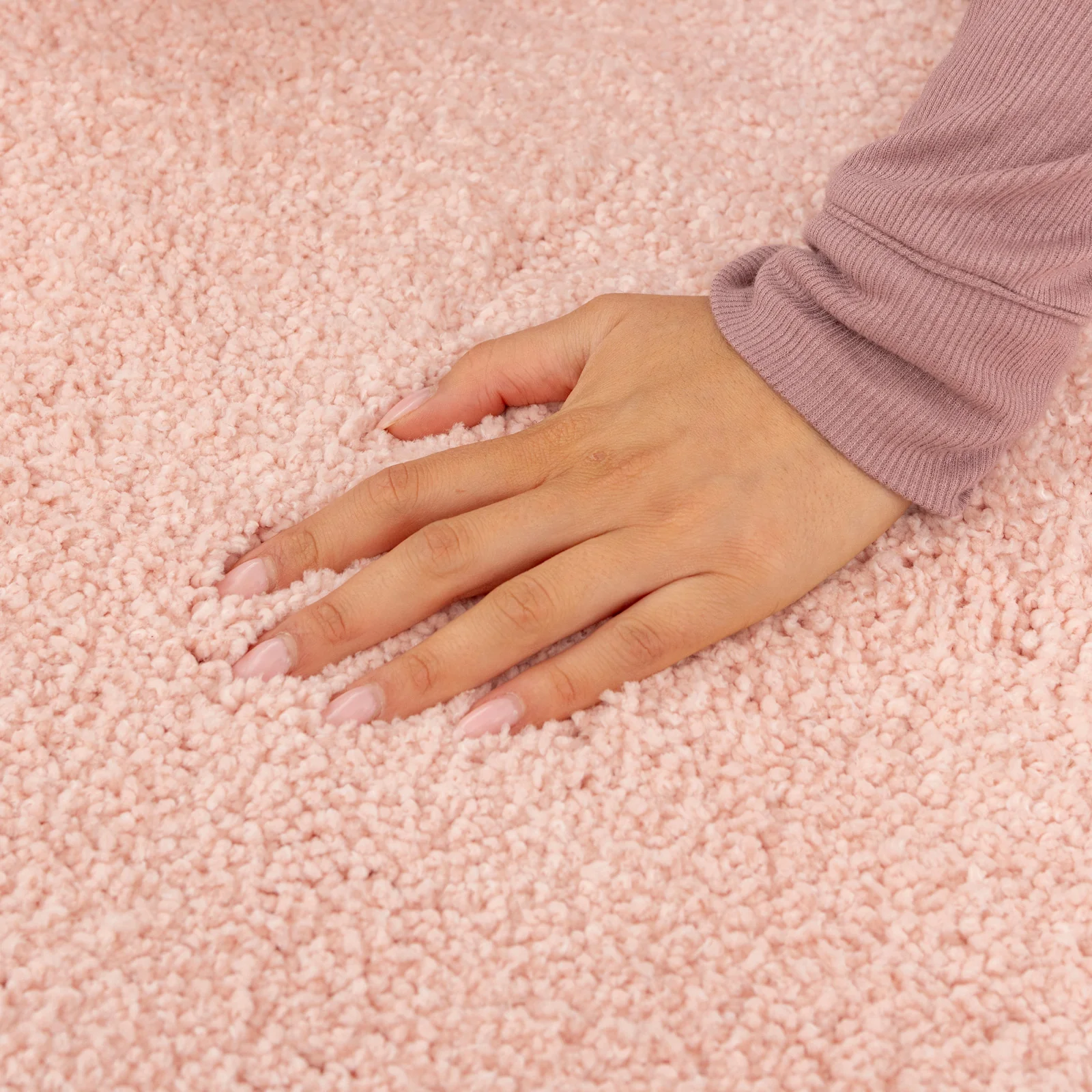 Soft Washable Blush Pink Shaggy Rug - Image 4