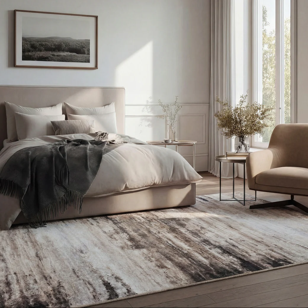 Soft Washable Brown Abstract Rug - Taron - Image 3