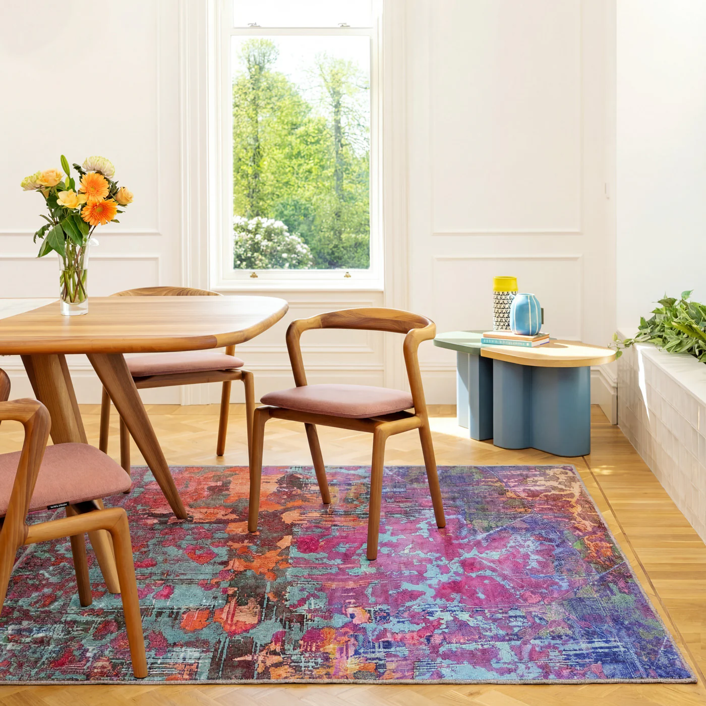 Soft Washable Multicolour Abstract Rug - Blazing - Image 4