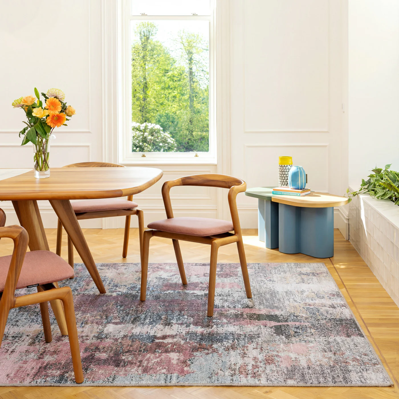 Soft Washable Multicolour Blush Rug - Rosa - Image 4