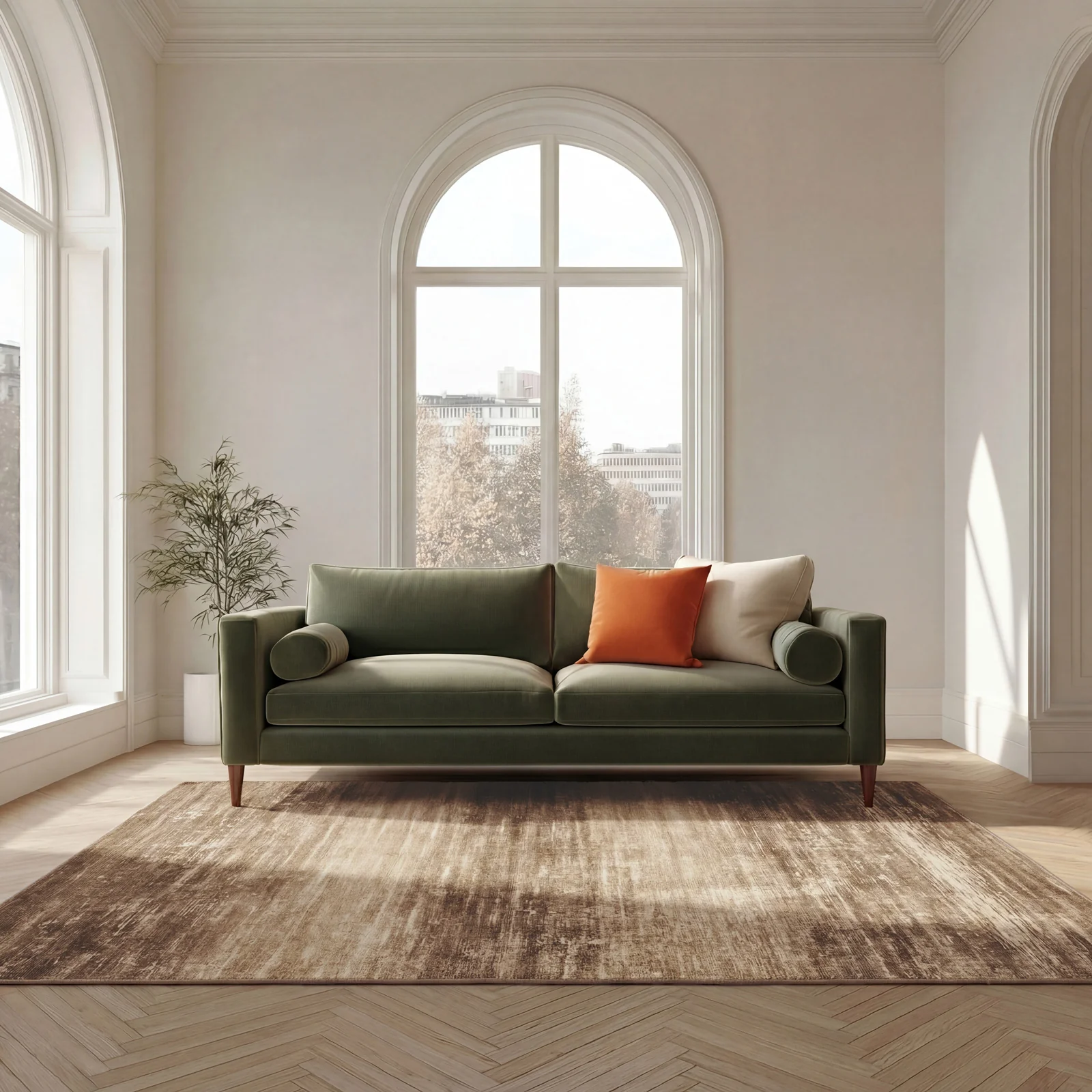 Soft Washable Mossy Brown Beige Rug - Ryn - Image 5