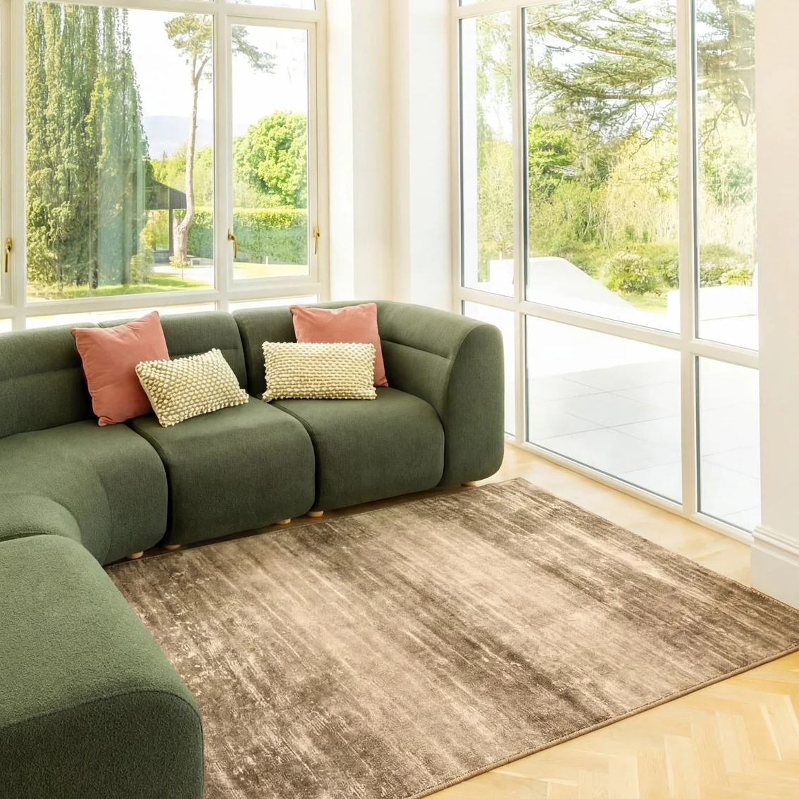 Soft Washable Mossy Brown Beige Rug - Ryn - Image 6