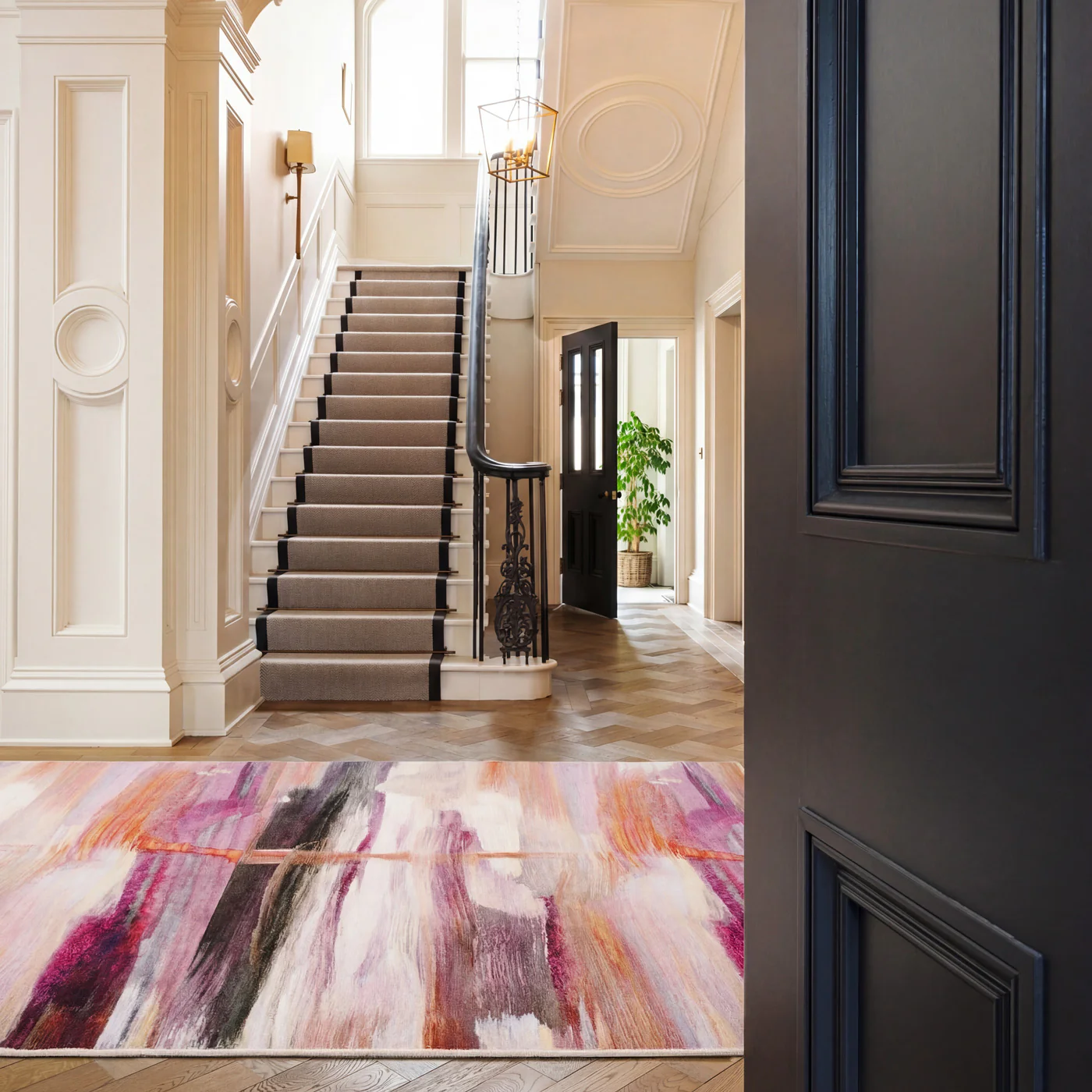 Soft Washable Pink Modern Art Rug - Festival - Image 3