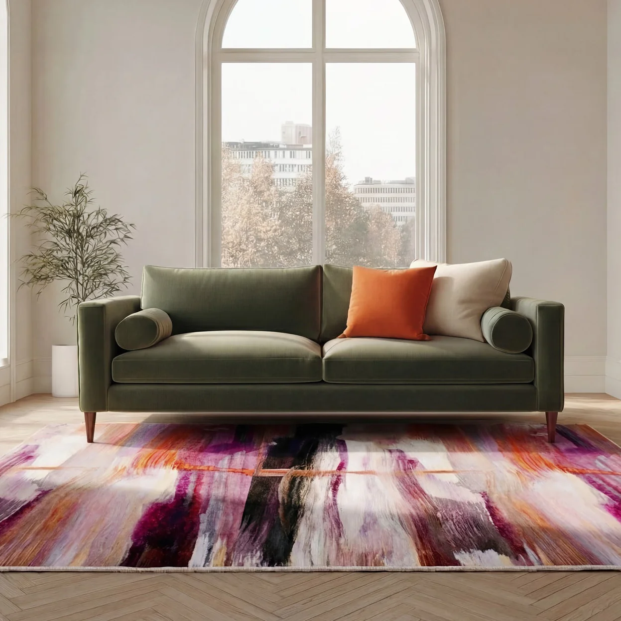 Soft Washable Pink Modern Art Rug - Festival - Image 5