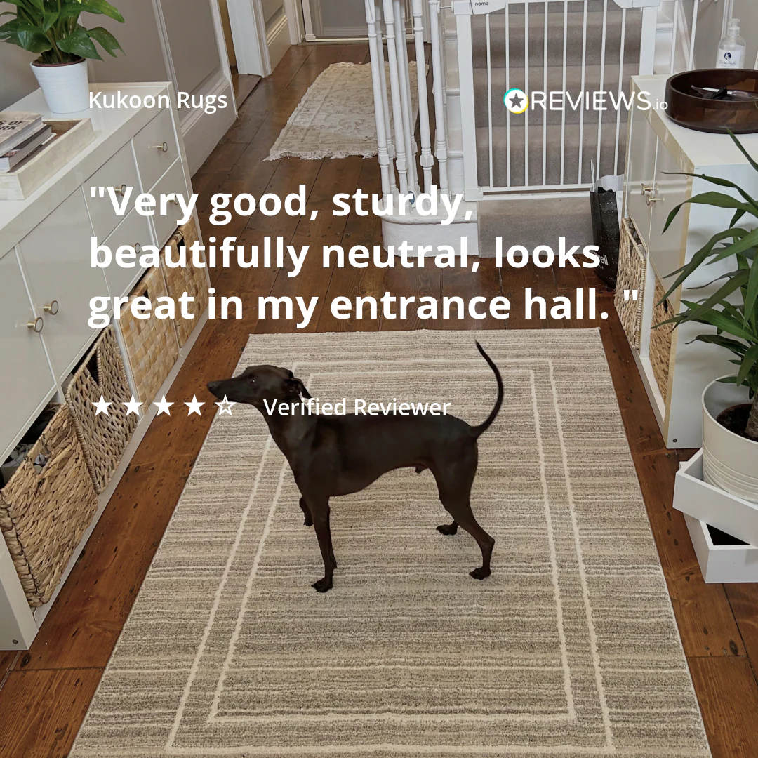 Subtle Beige Border Living Room Rug - Manon - Image 3